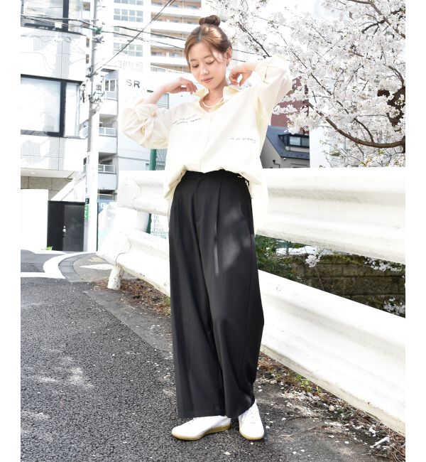 le.coeur blanc「サイドベルトタックワイドパンツ」|その他|