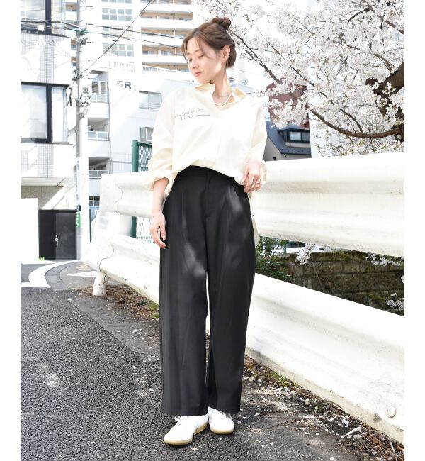 le.coeur blanc「サイドベルトタックワイドパンツ」|その他|