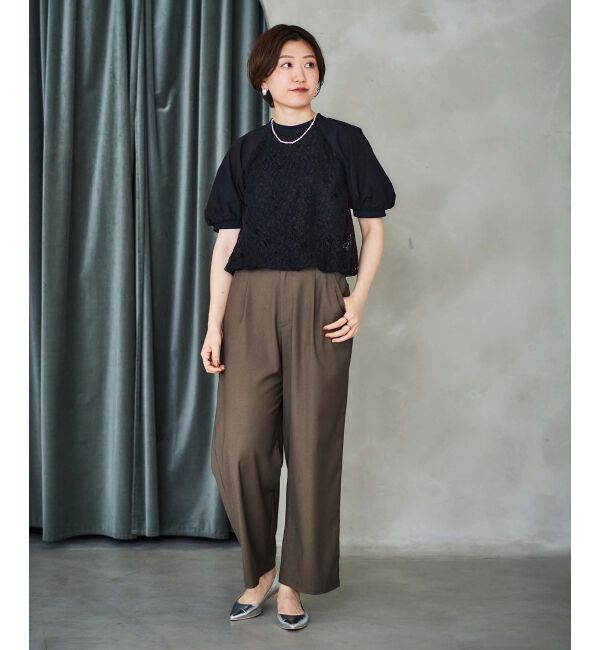 le.coeur blanc「サイドベルトタックワイドパンツ」|その他|