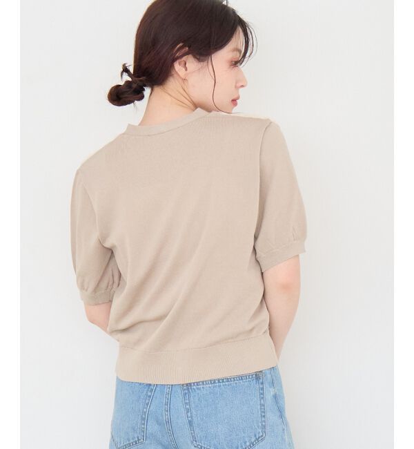  「チュール刺繍ハーフスリーブカーディガン」|カーディガン|