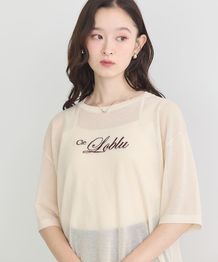 earth music&ecology「【接触冷感】ロゴ刺繍シアープルオーバー」|ニット・セーター|