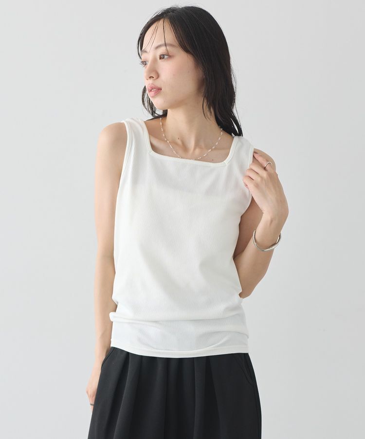 earth music&ecology「前後2wayシームレスタンクトップ」|キャミソール|Off White