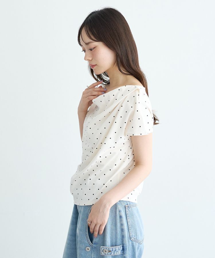 earth music&ecology「フレンチスリーブドットドレーププルオーバー」|Tシャツ・カットソー|