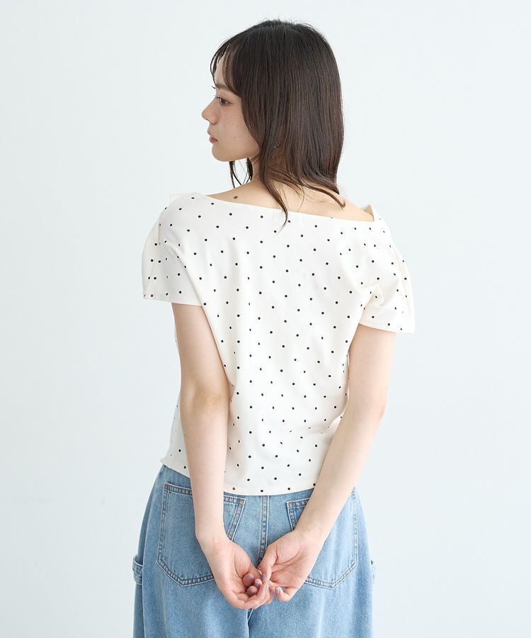 earth music&ecology「フレンチスリーブドットドレーププルオーバー」|Tシャツ・カットソー|