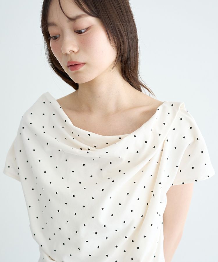 earth music&ecology「フレンチスリーブドットドレーププルオーバー」|Tシャツ・カットソー|
