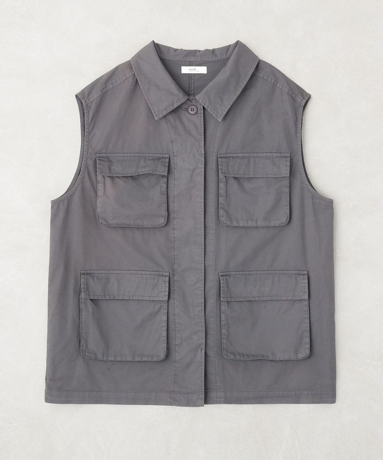 earth music&ecology「ユーティリティベスト」|ベスト・ジレ|Charcoal Gray