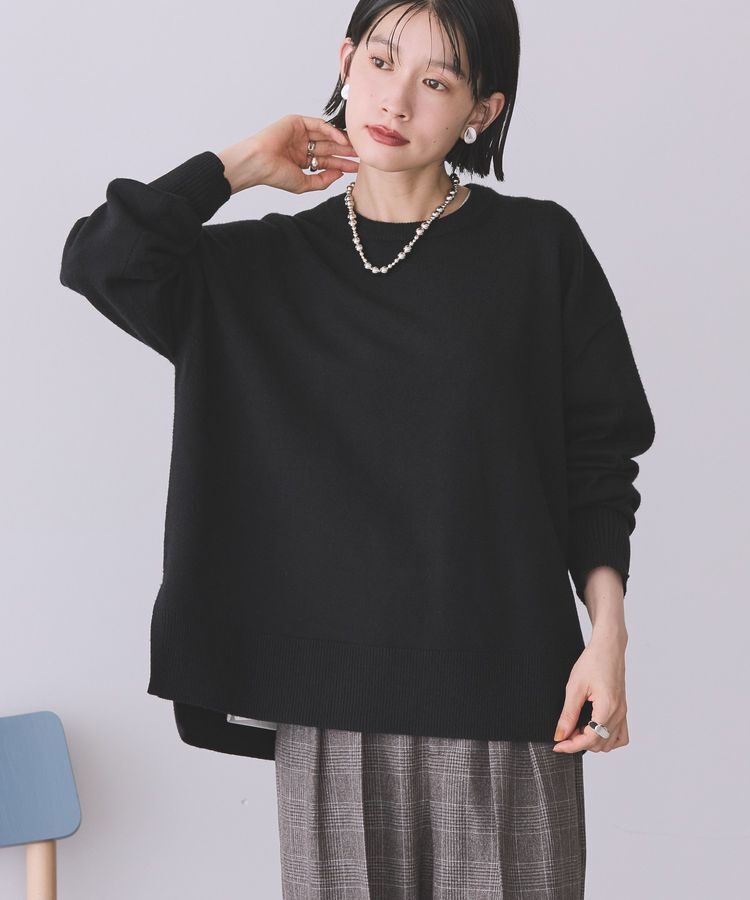 AMERICAN HOLIC「【WEB限定】バイパチサイドスリットニットプルオーバー＜静電気軽減＞」|ニット・セーター|Black