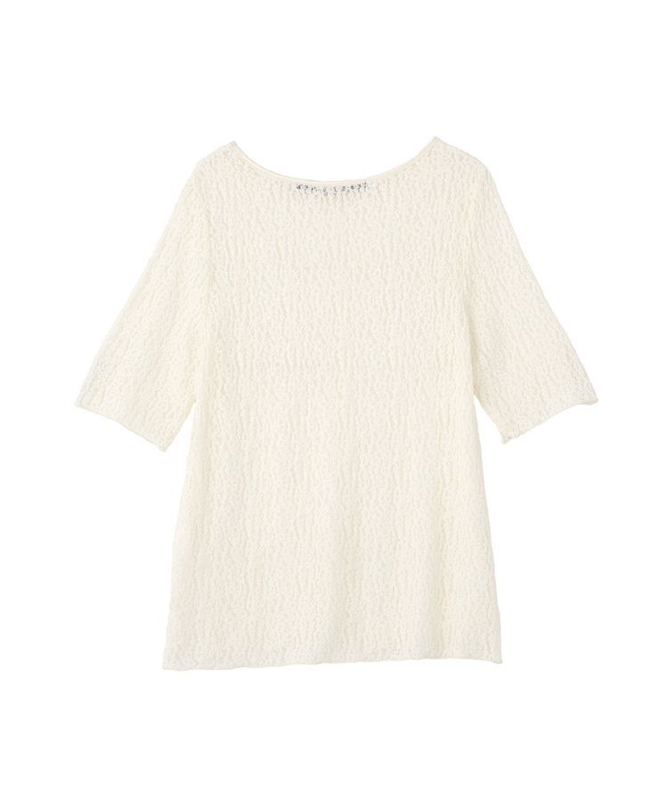 YECCA VECCA「5分袖レースシアートップス」|Tシャツ・カットソー|