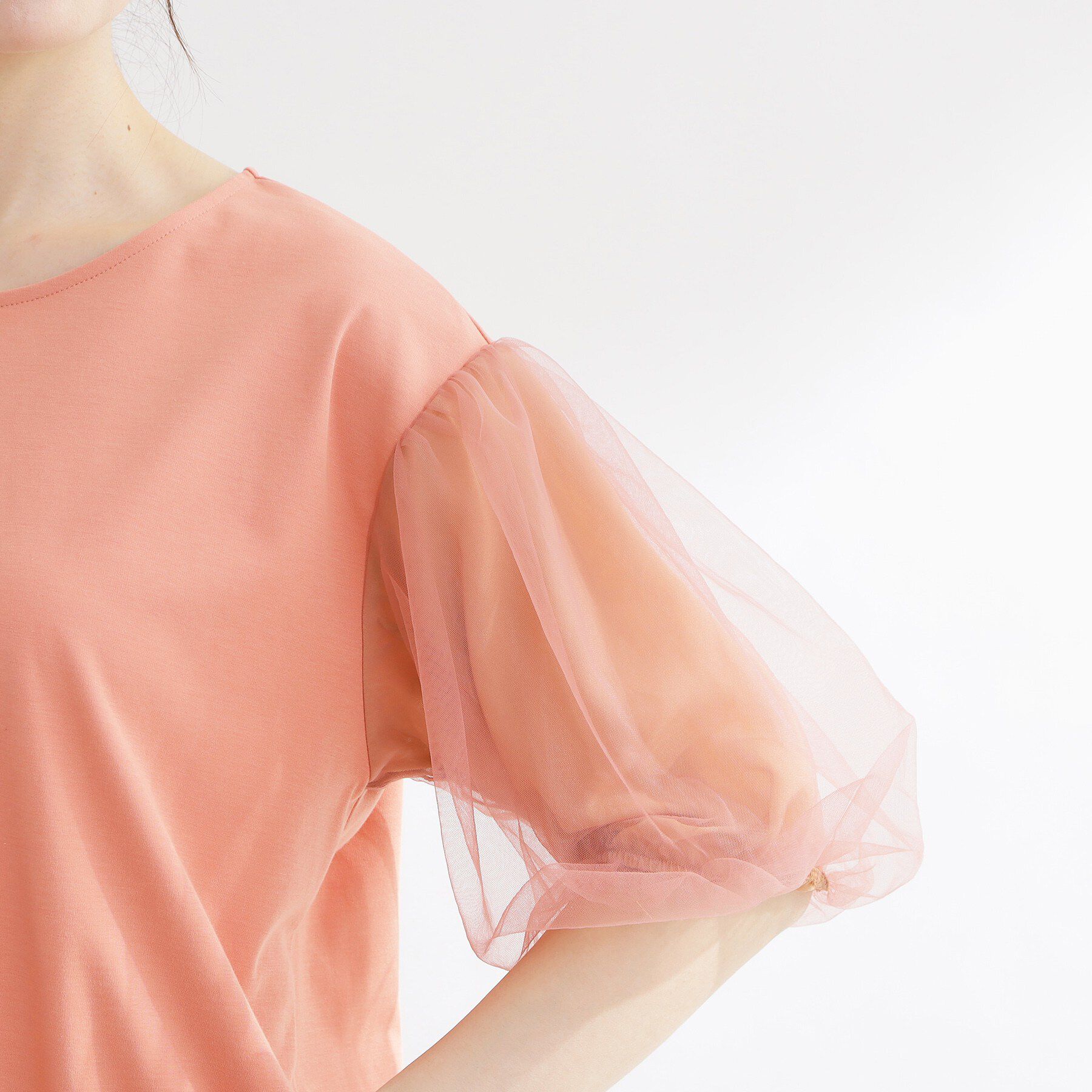 Reflect「【UVカット／接触冷感／吸水速乾】チュールスリーブプルオーバー」|Tシャツ・カットソー|