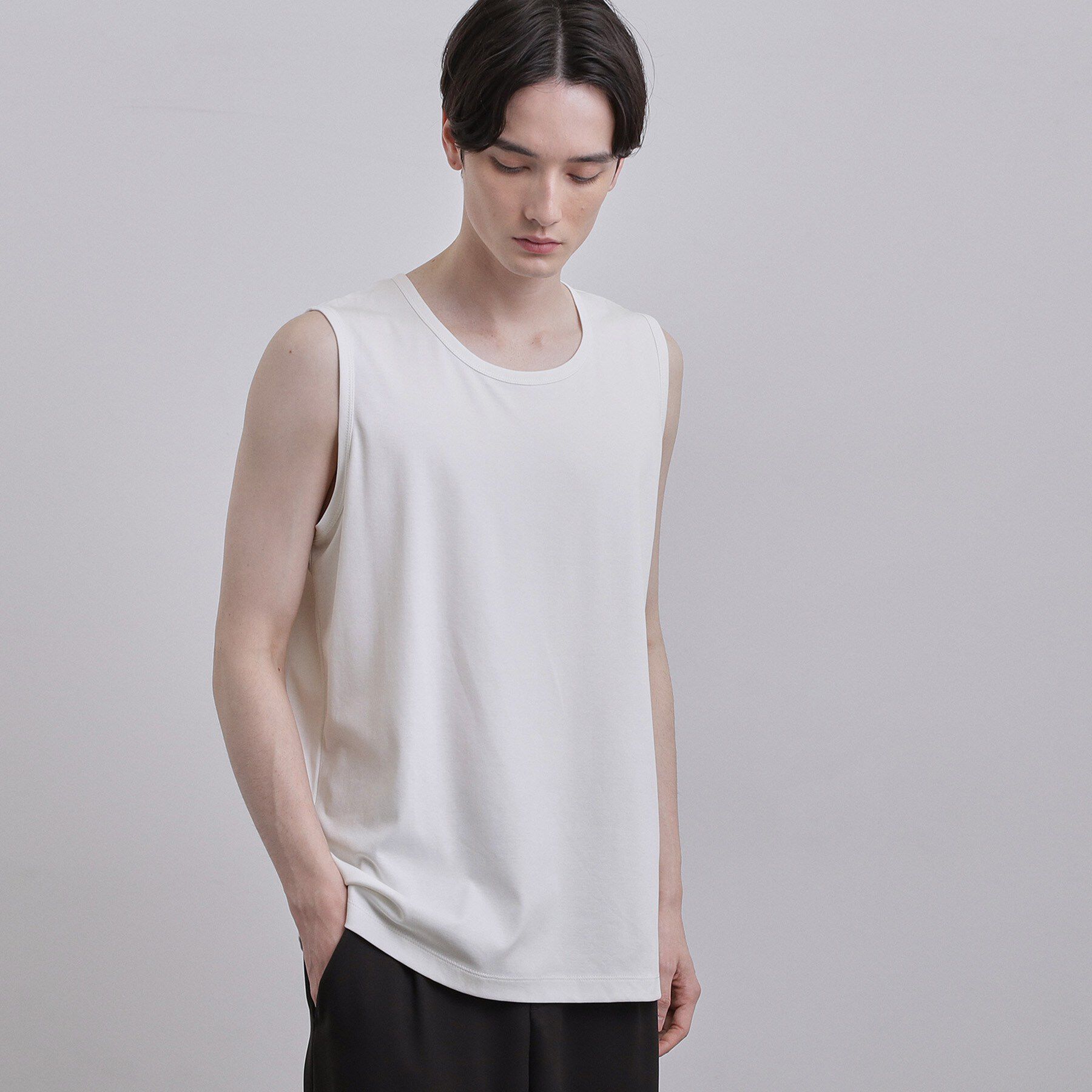 tk.TAKEO KIKUCHI「【UVカット／接触冷感】スムースシルケット ノースリーブカットソー」|Tシャツ・カットソー|