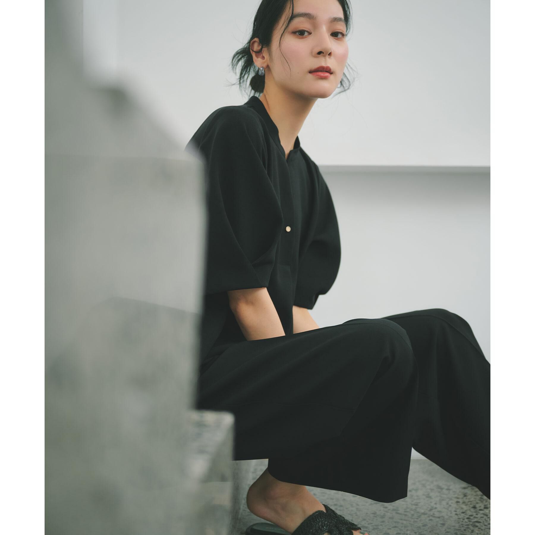OPAQUE.CLIP「【ストレッチ／防シワ／洗濯機OK】タックスリーブブラウス《SS～LL／6col／セットアップ可》」|シャツ・ブラウス|