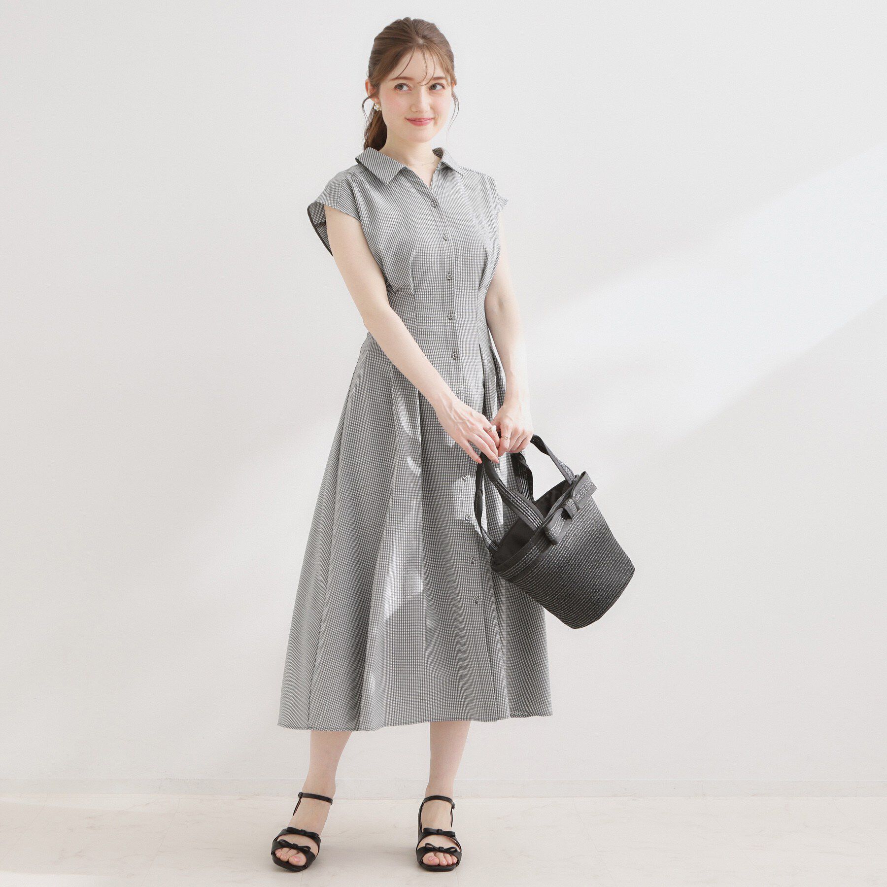 Couture broach「【洗える】サッカー シャツワンピース」|ワンピース|