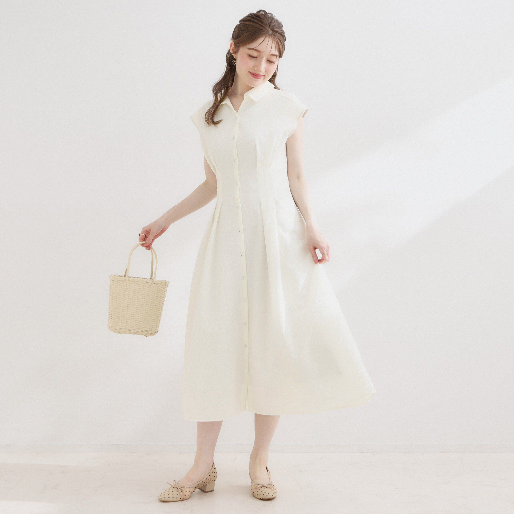 Couture broach「【洗える】サッカー シャツワンピース」|ワンピース|