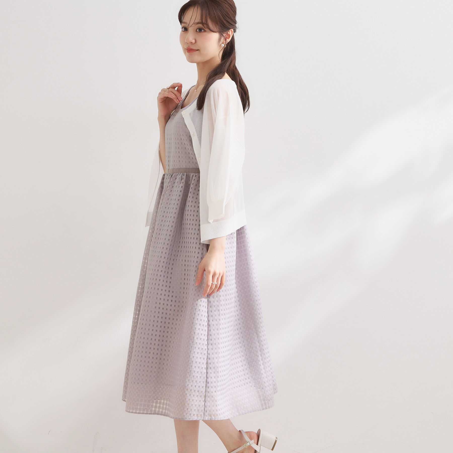 Couture broach「【洗える】レースチェック キャミワンピ―ス」|ワンピース|
