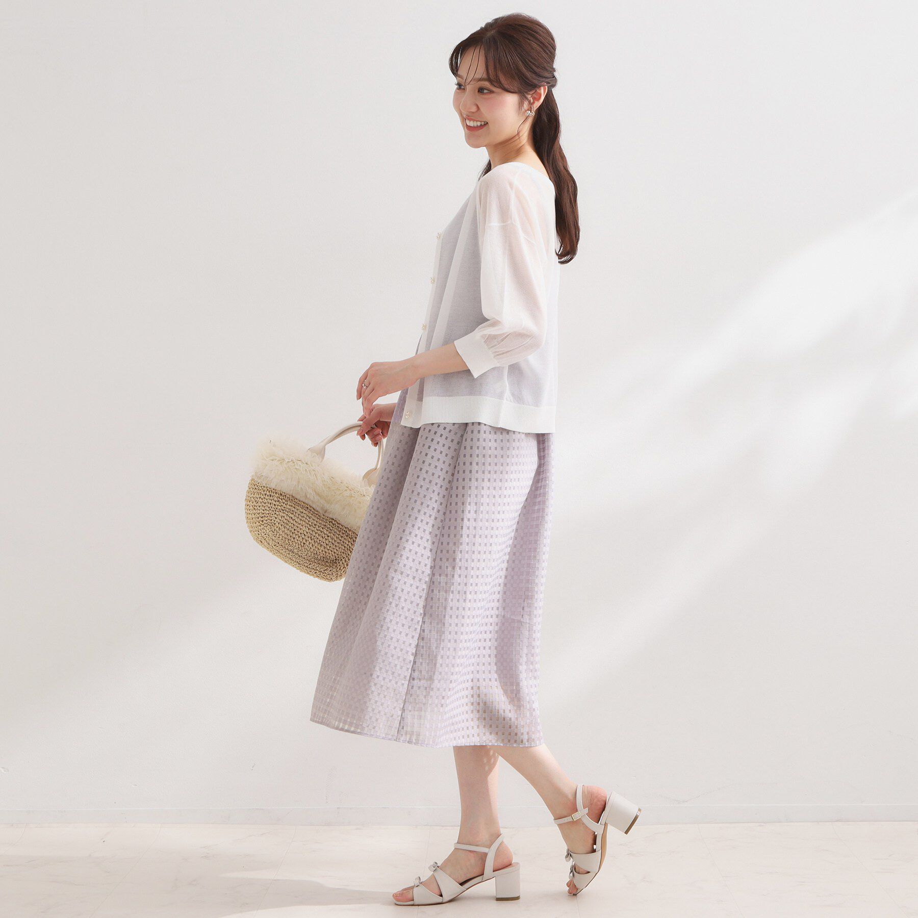 Couture broach「【洗える】レースチェック キャミワンピ―ス」|ワンピース|