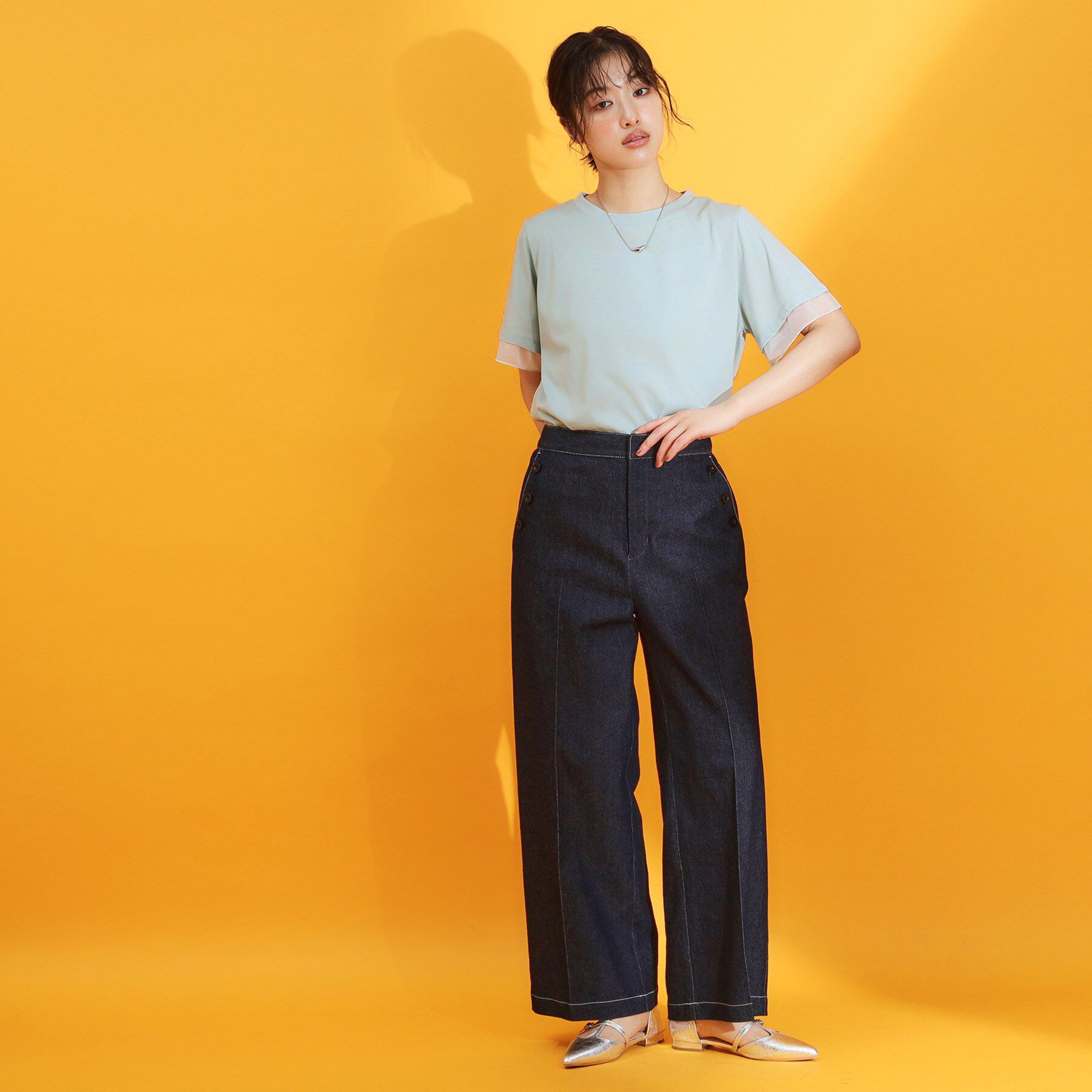THE SHOP TK「【ひんやり/UV/洗濯機OK】袖シアーTシャツ」|Tシャツ・カットソー|