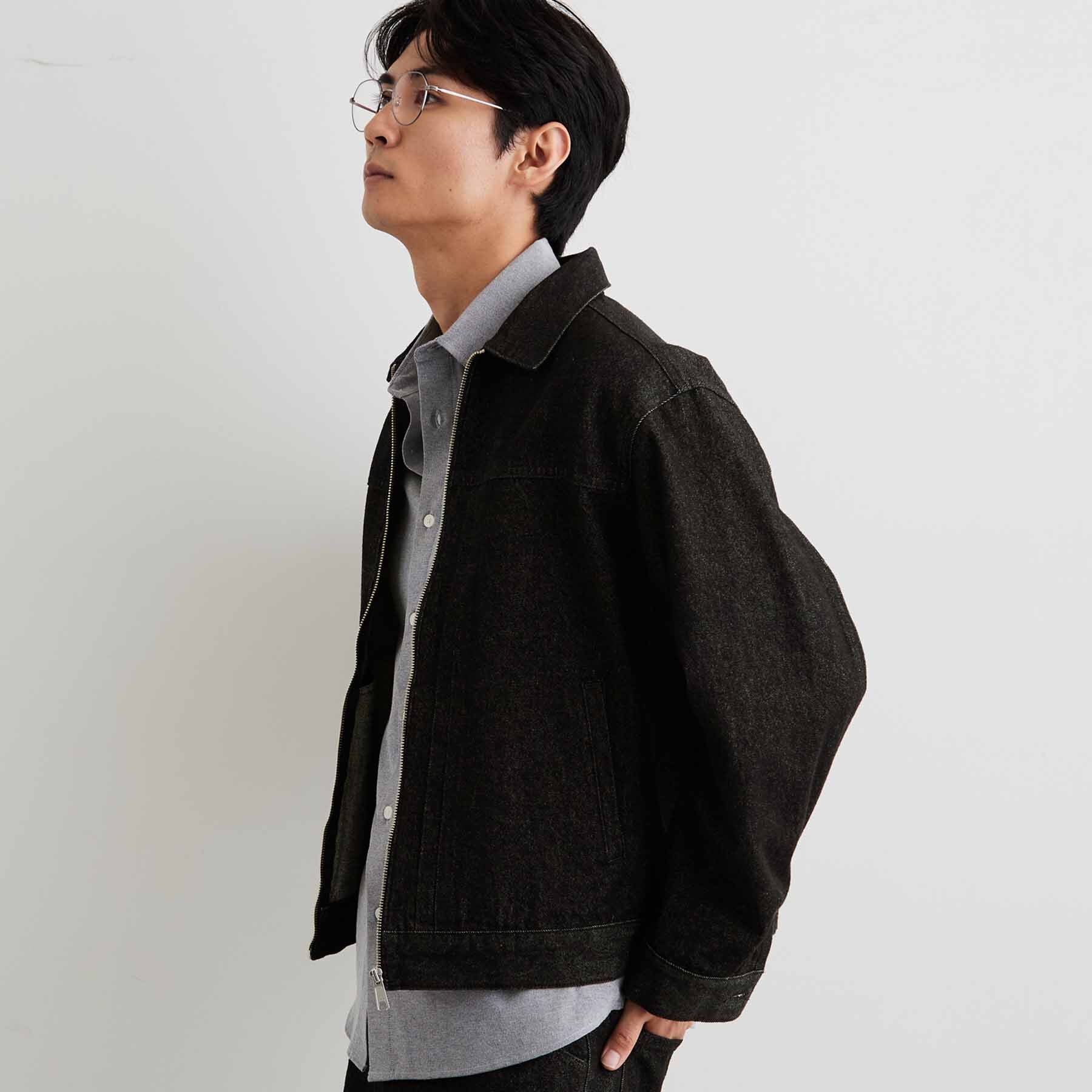 THE SHOP TK「【色落ちしにくい/セットアップ可】デニムライク ジップアップジャケット」|ブルゾン・スタジャン|
