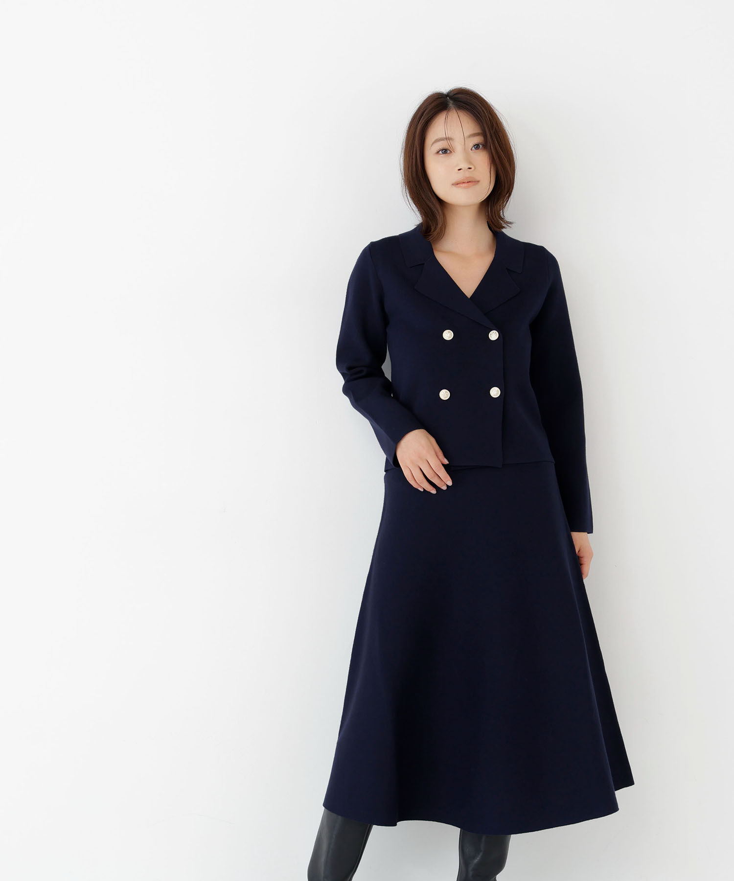  「ニットジャケット＆スカートセットアップ」|ワンピース|