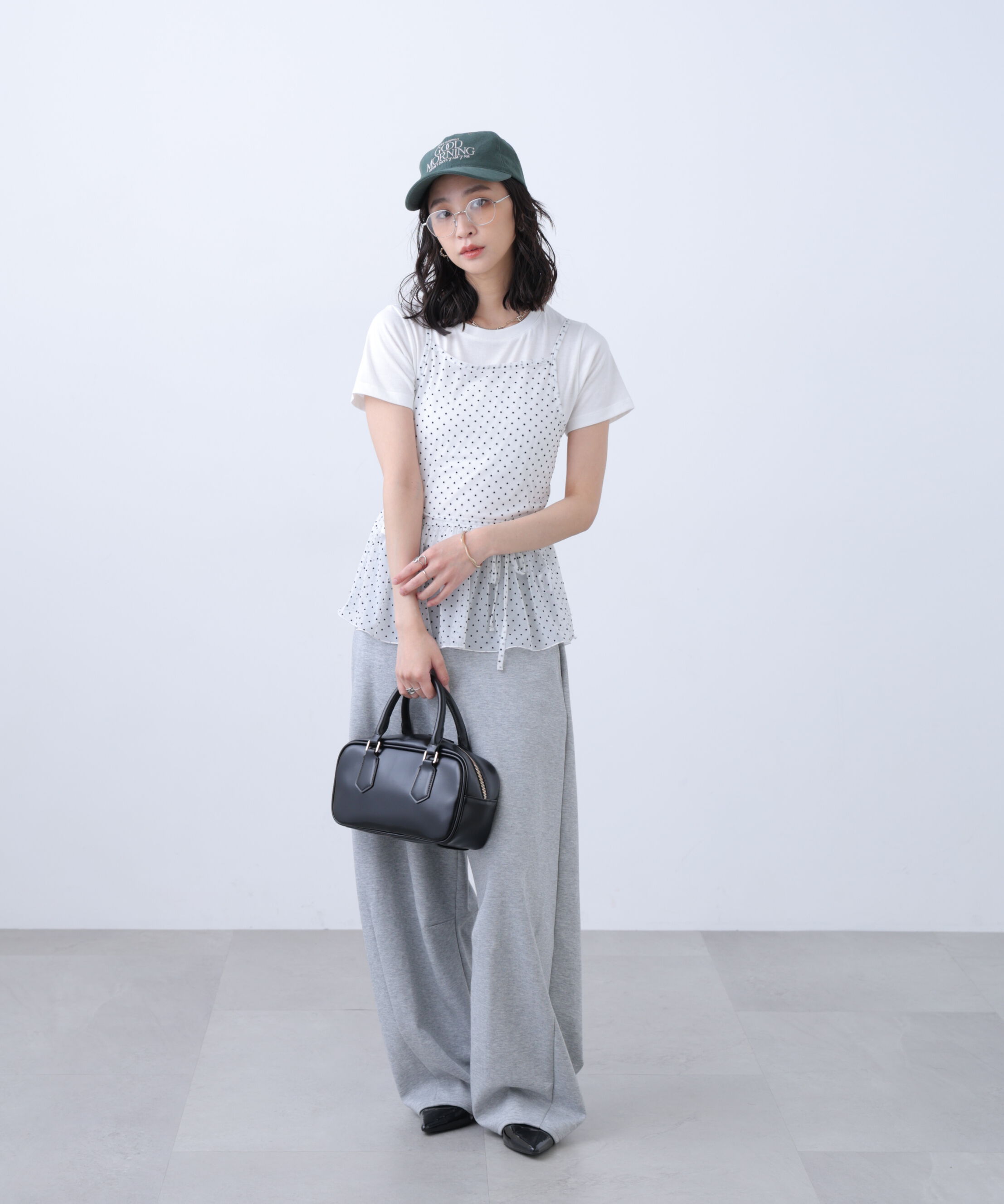  「2WAYシアードットホルターキャミ&times;半袖カットソーセット」|Tシャツ・カットソー|