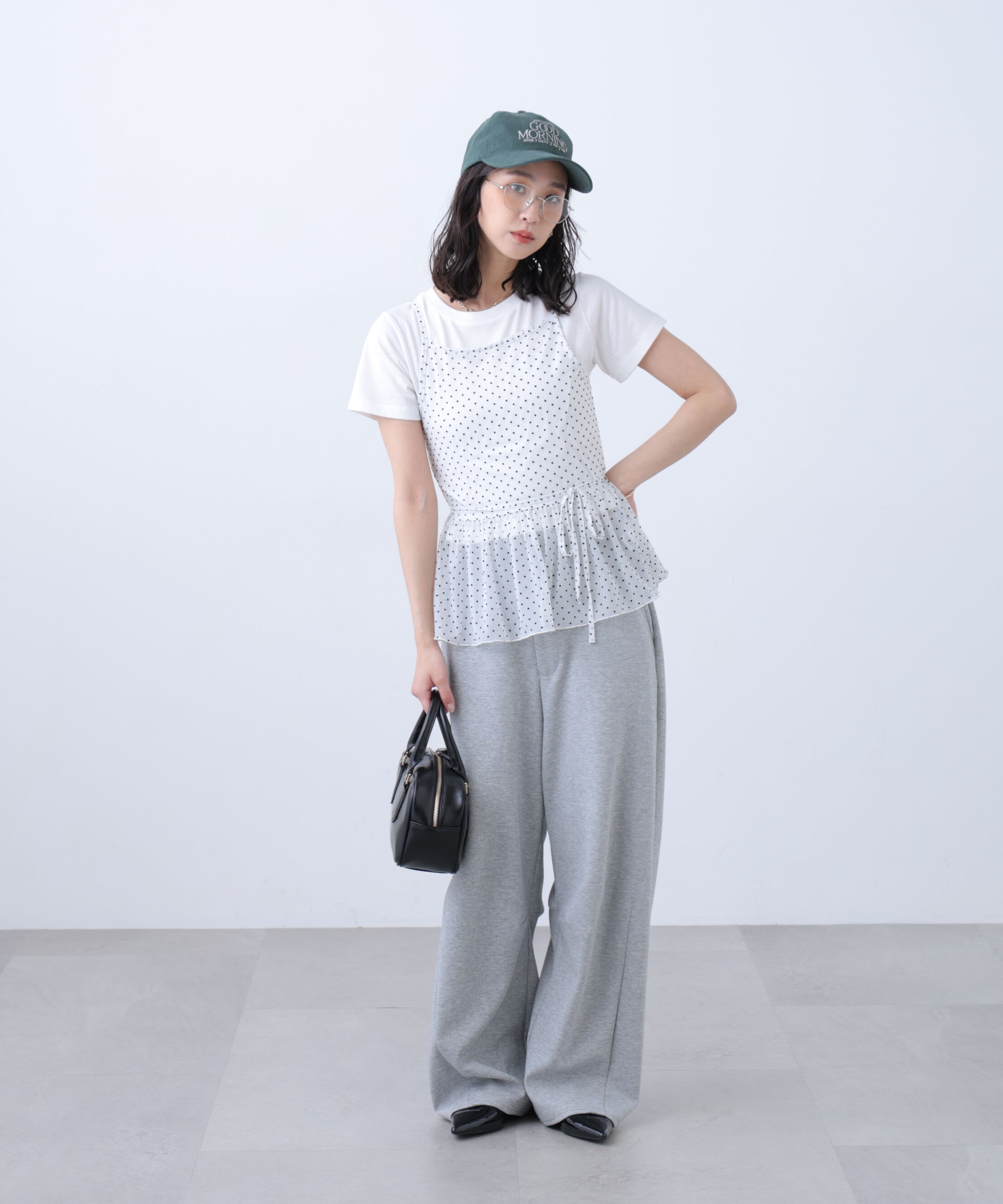  「2WAYシアードットホルターキャミ&times;半袖カットソーセット」|Tシャツ・カットソー|