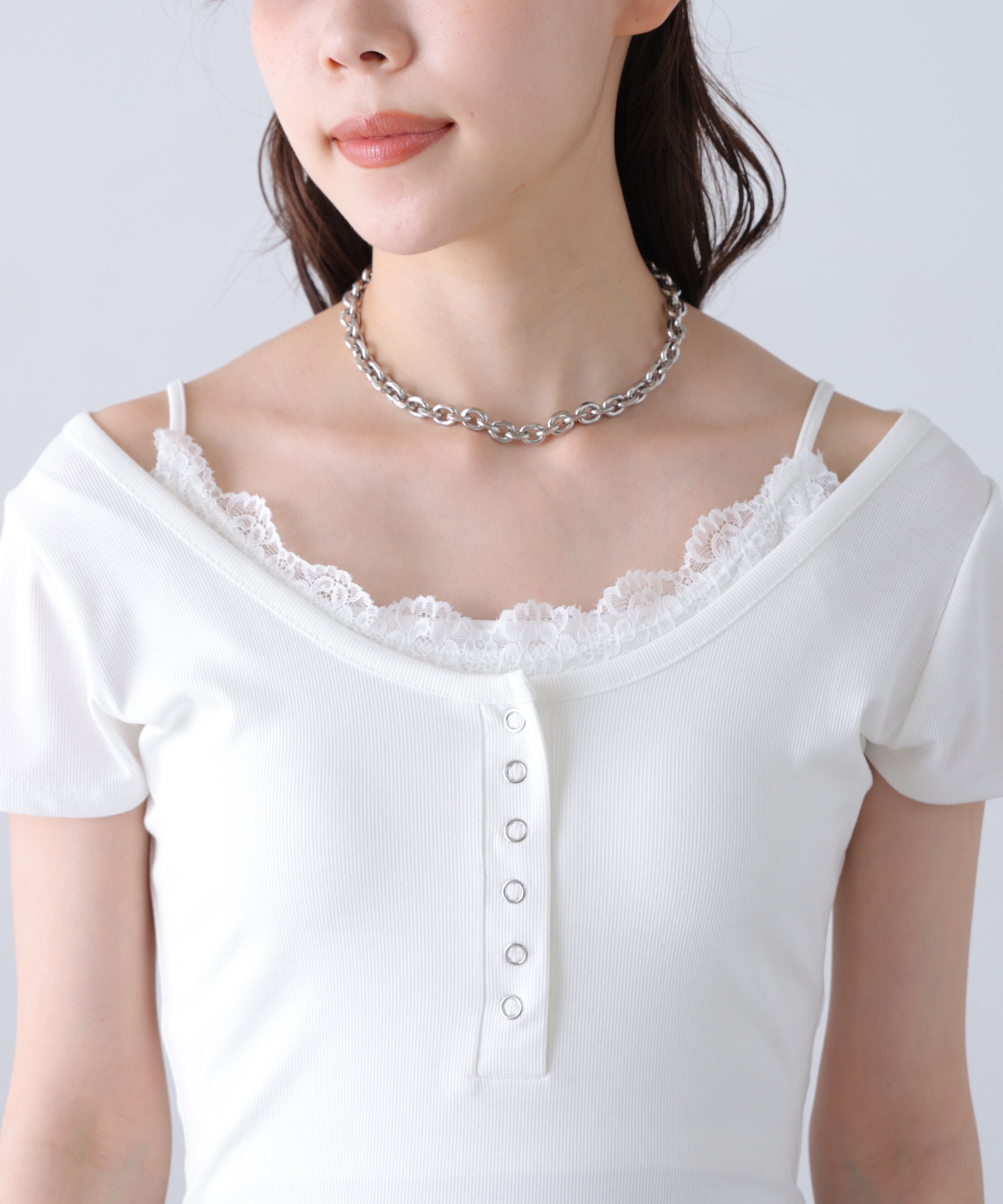  「キャミレイヤード風ヘンリーネックカットソー」|Tシャツ・カットソー|