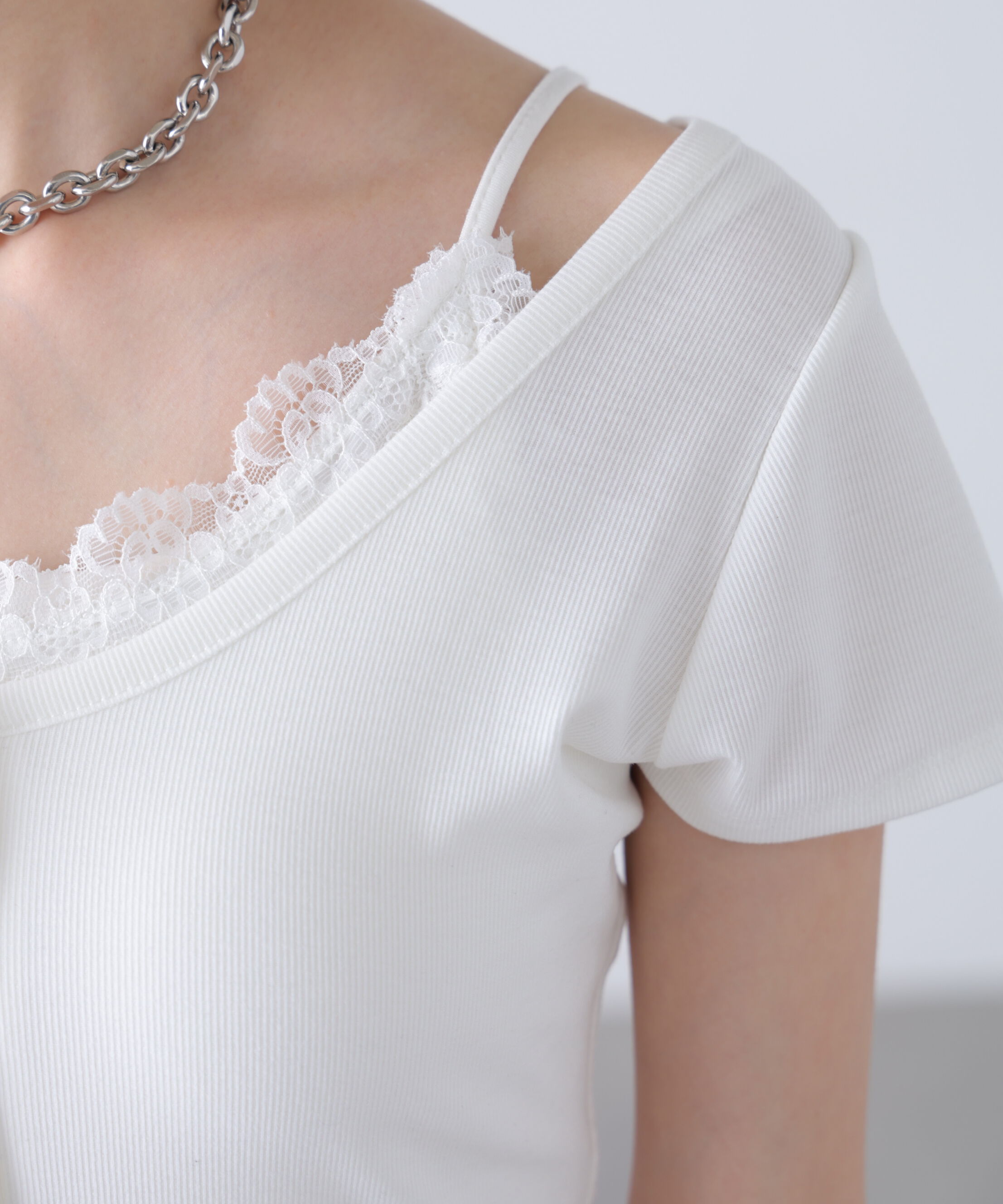  「キャミレイヤード風ヘンリーネックカットソー」|Tシャツ・カットソー|