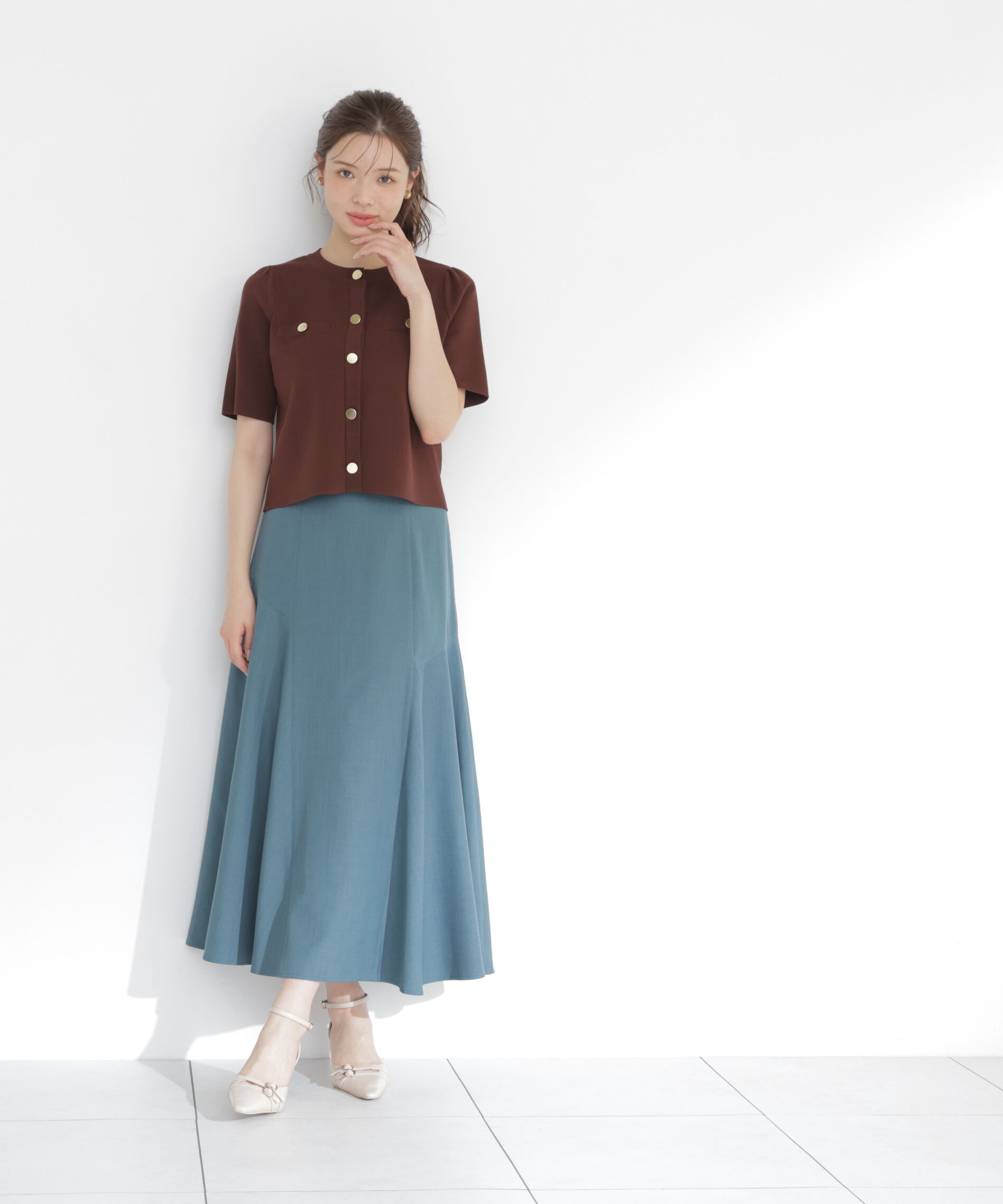 PROPORTION BODY DRESSING「アシメ切替スカート」|スカート|グリーン