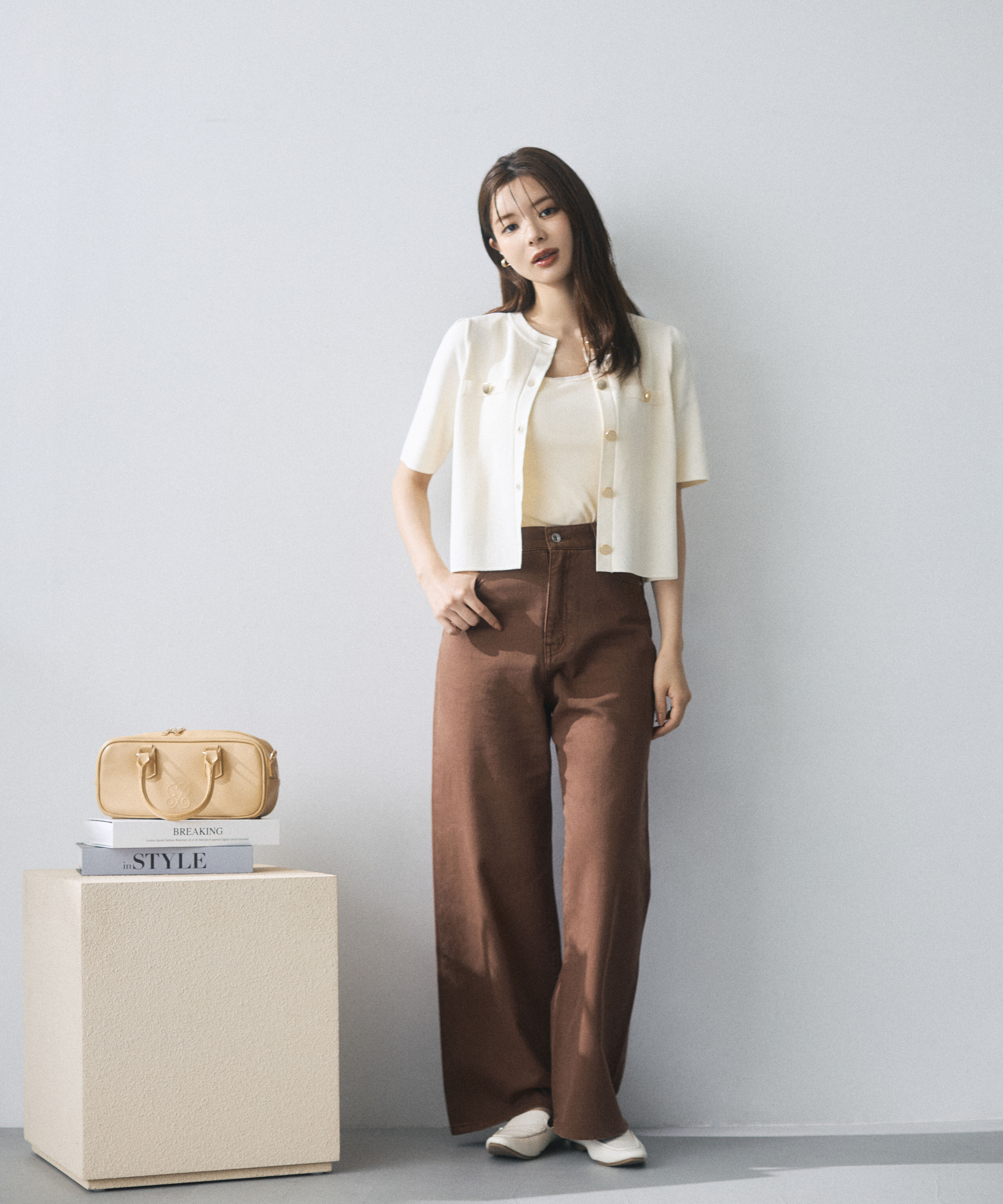 PROPORTION BODY DRESSING「半袖ニットジャケット」|カーディガン|