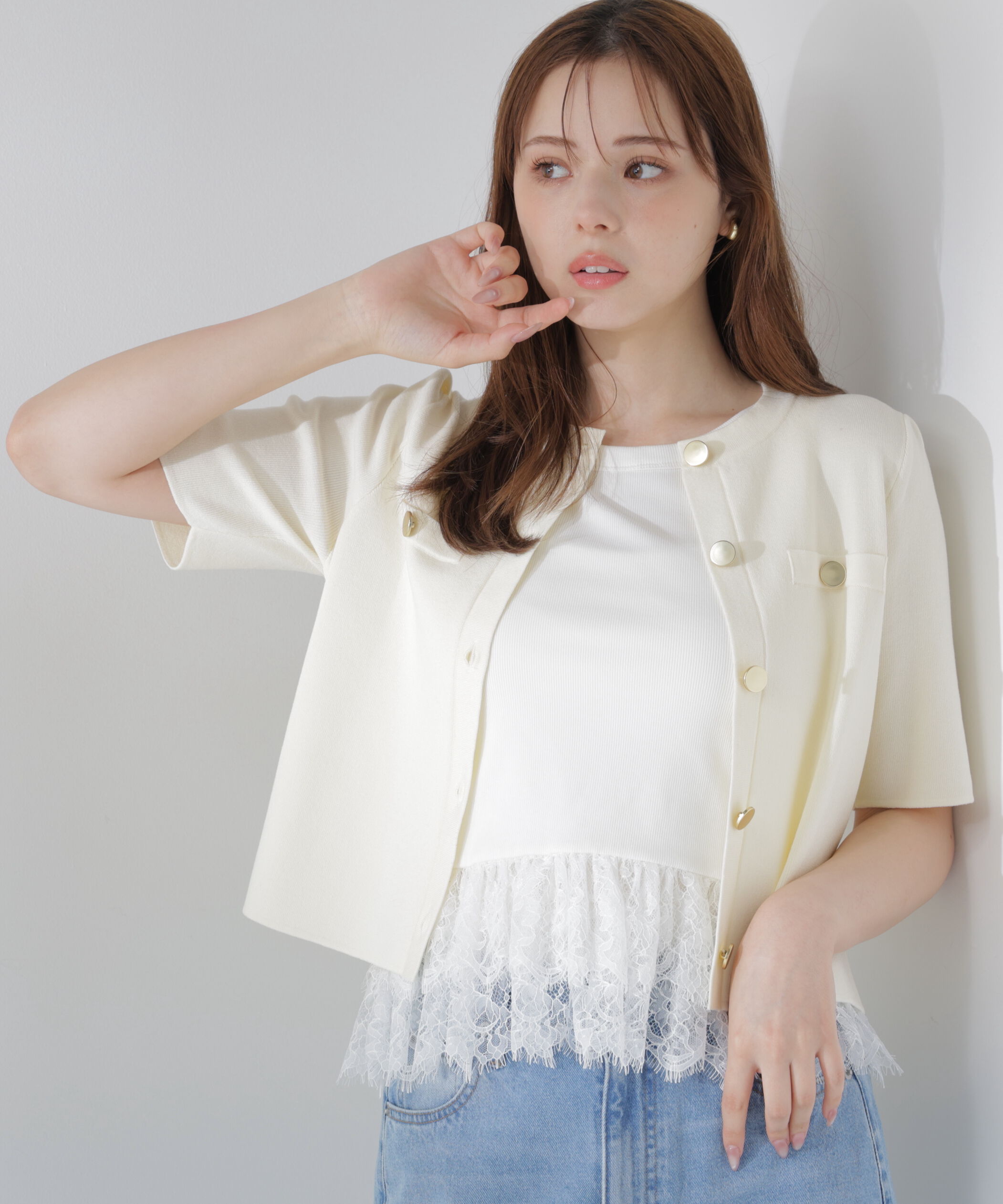 PROPORTION BODY DRESSING「半袖ニットジャケット」|カーディガン|