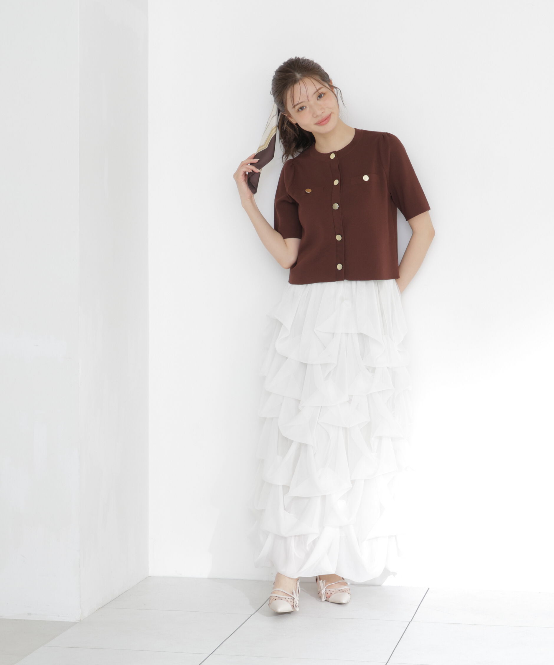 PROPORTION BODY DRESSING「半袖ニットジャケット」|カーディガン|