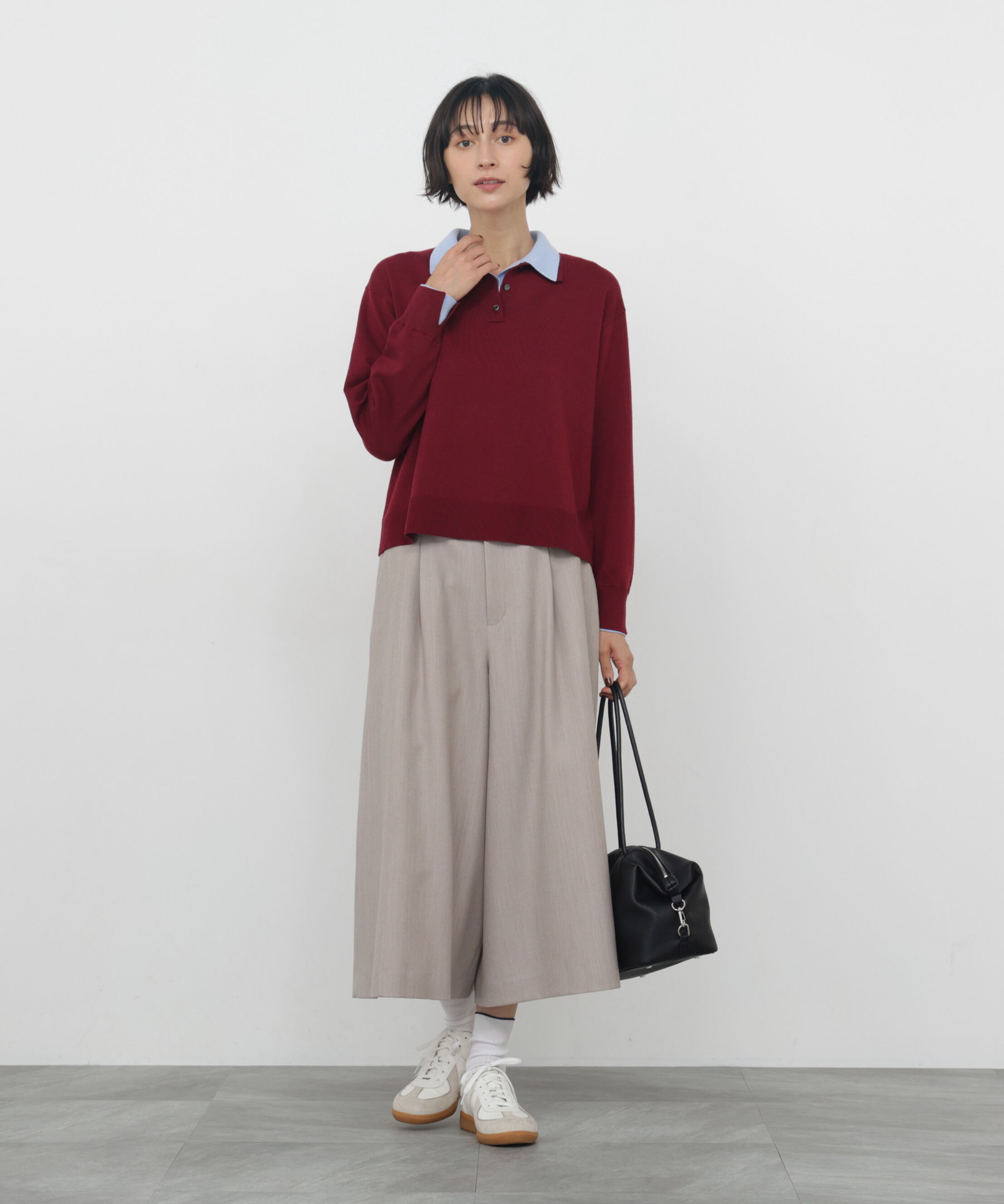  「◆配色衿ポロニット」|ニット・セーター|