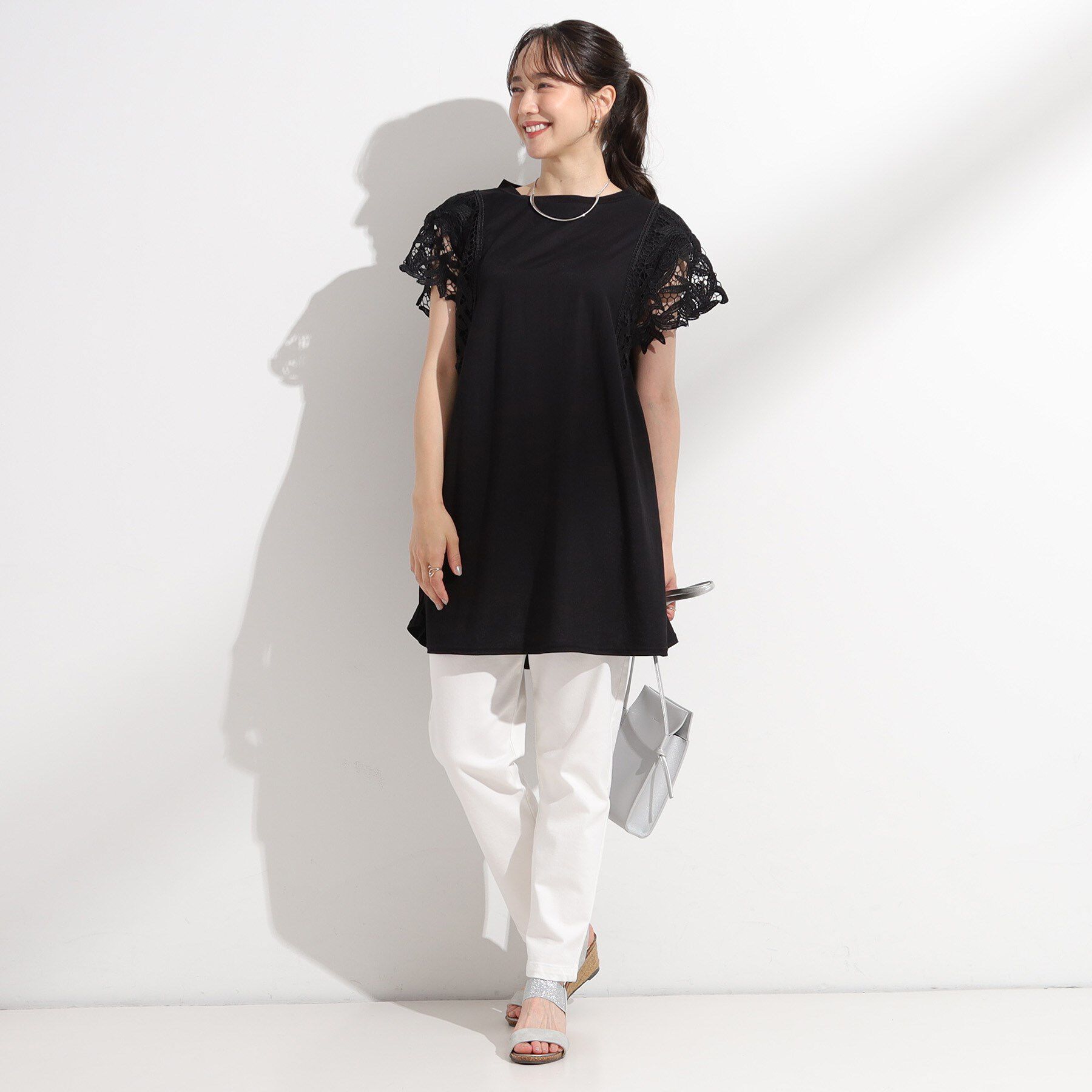 SHOO･LA･RUE「【S-LL】上品華やか お袖レースチュニックトップス」|チュニック|