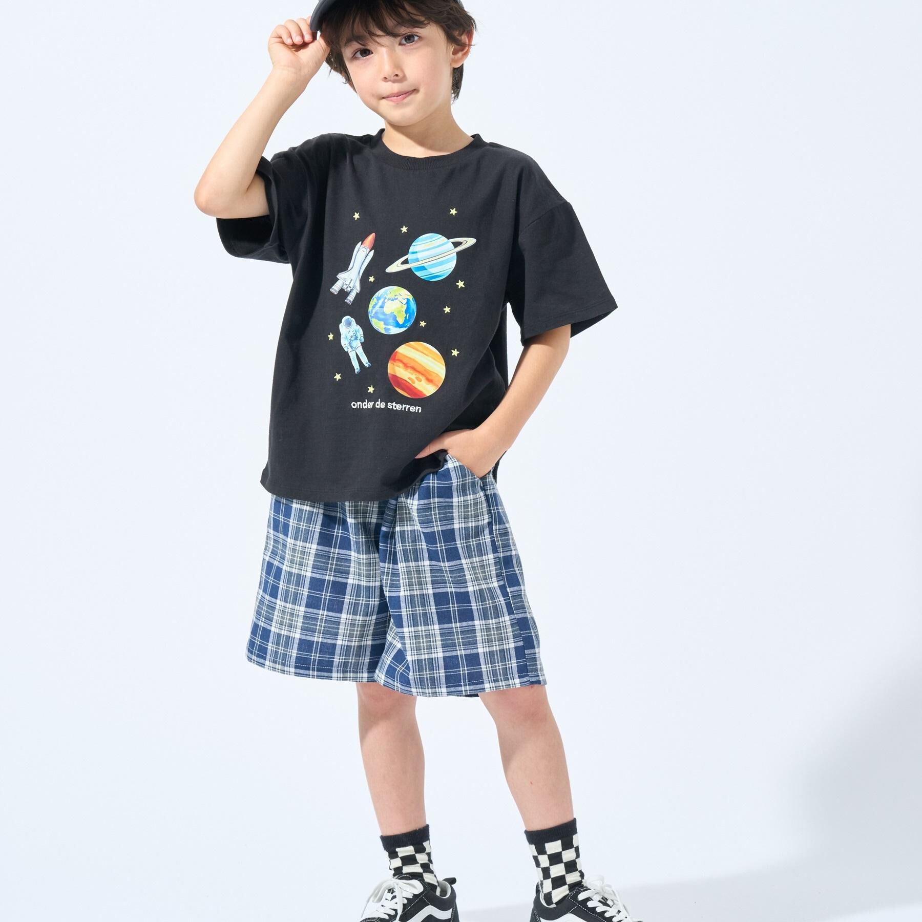 SHOO･LA･RUE「【100-150cm】刺繍ロゴ転写プリントBOYSTシャツ」|Tシャツ・カットソー|