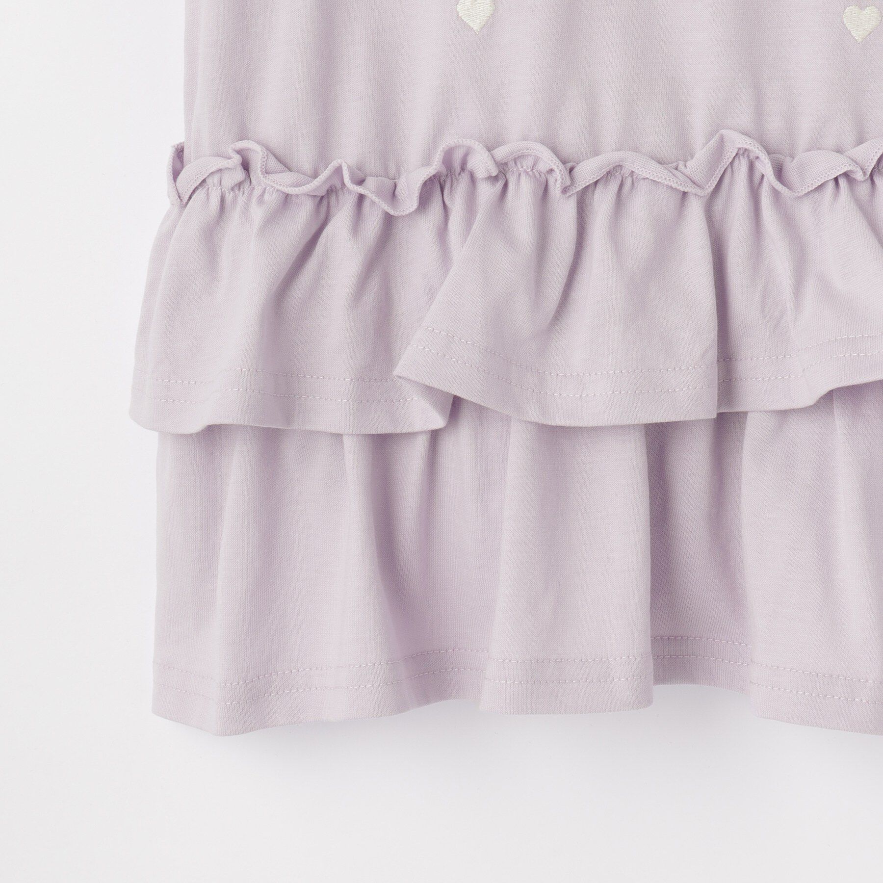 SHOO･LA･RUE「【100-150cm】裾フリルハート刺繍Tシャツ」|Tシャツ・カットソー|