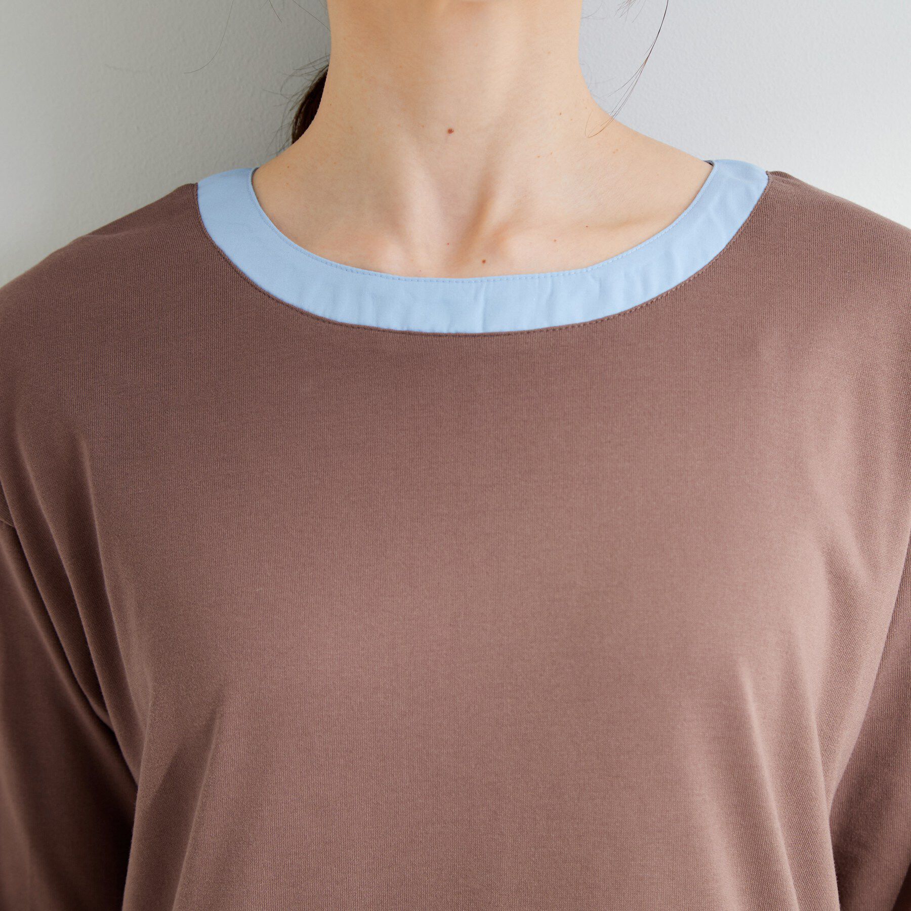 SHOO･LA･RUE「【インせず着られる/二の腕隠れる】重ね着風 シャツドッキングトップス」|Tシャツ・カットソー|