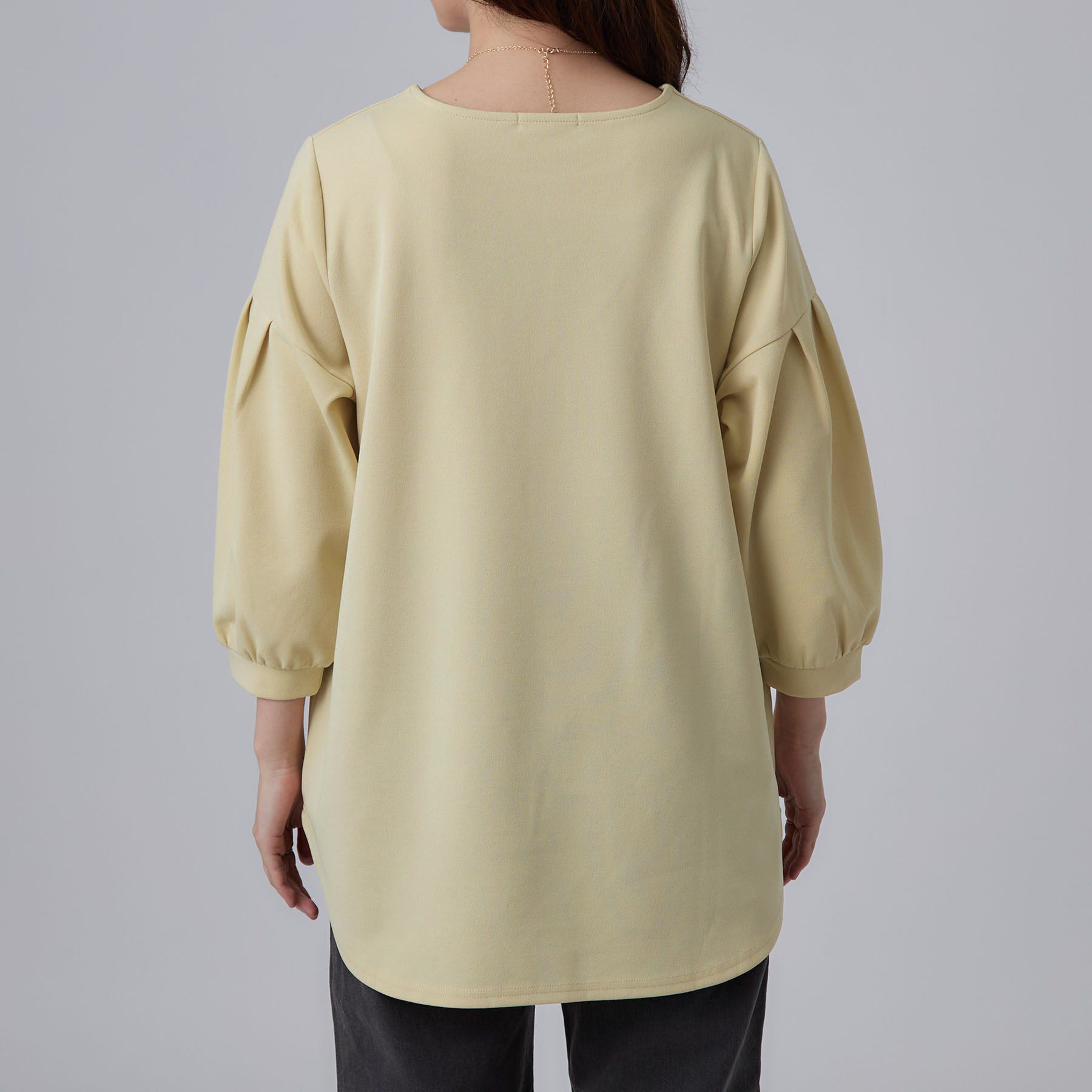 SHOO･LA･RUE「【着丈選べる/2点セット】ネックレス付き やわらか8分袖ブラウス」|Tシャツ・カットソー|