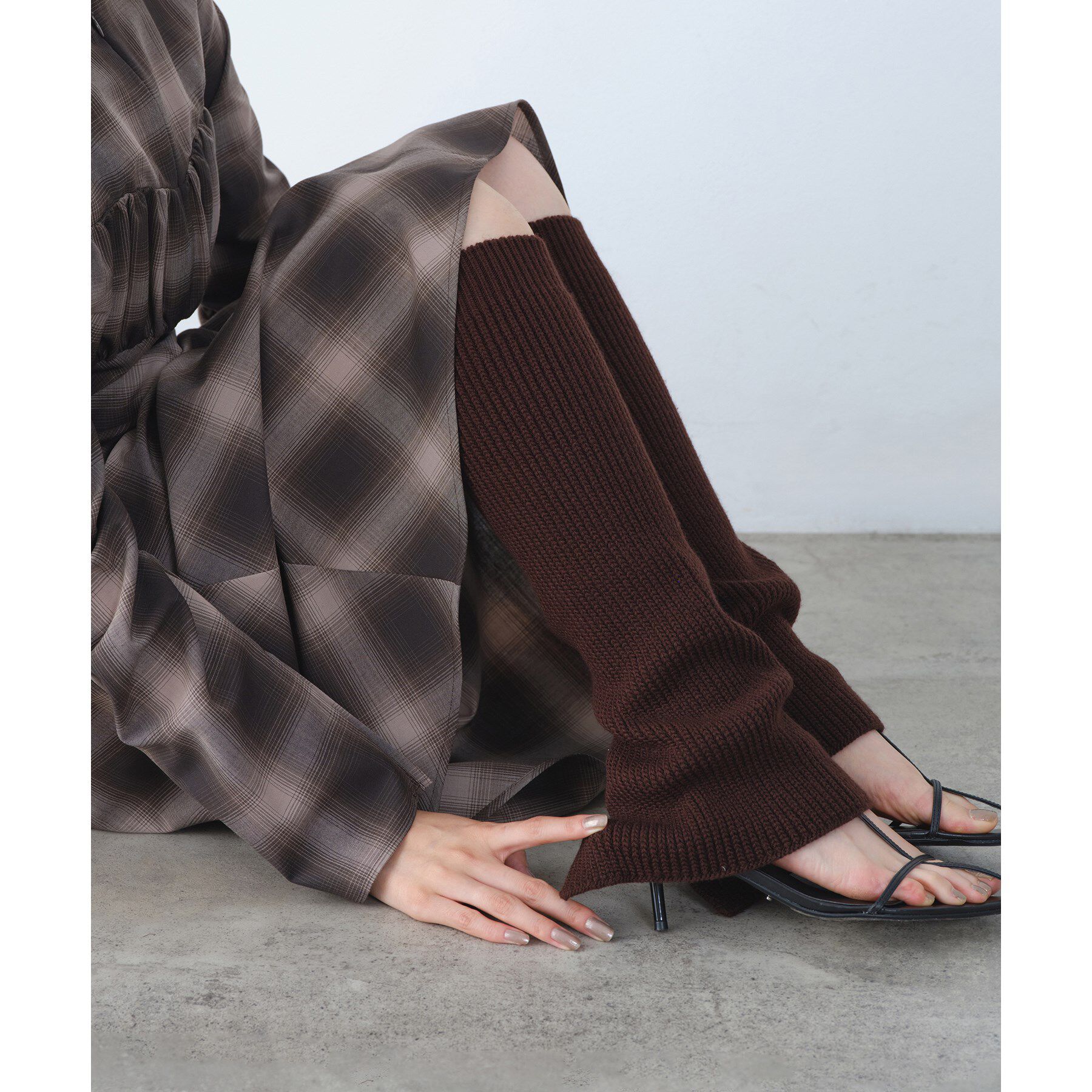 CODE A「piedi nudi｜rib knit leg warmer」|レッグウォーマー|モカブラウン(042