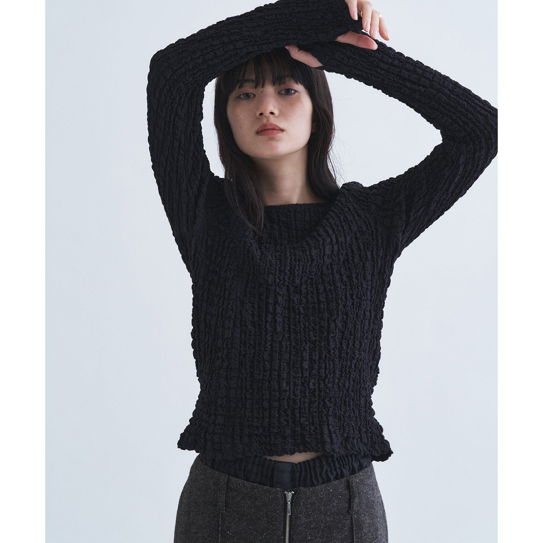 CODE A「crinkle ribbon 2way top」|Tシャツ・カットソー|