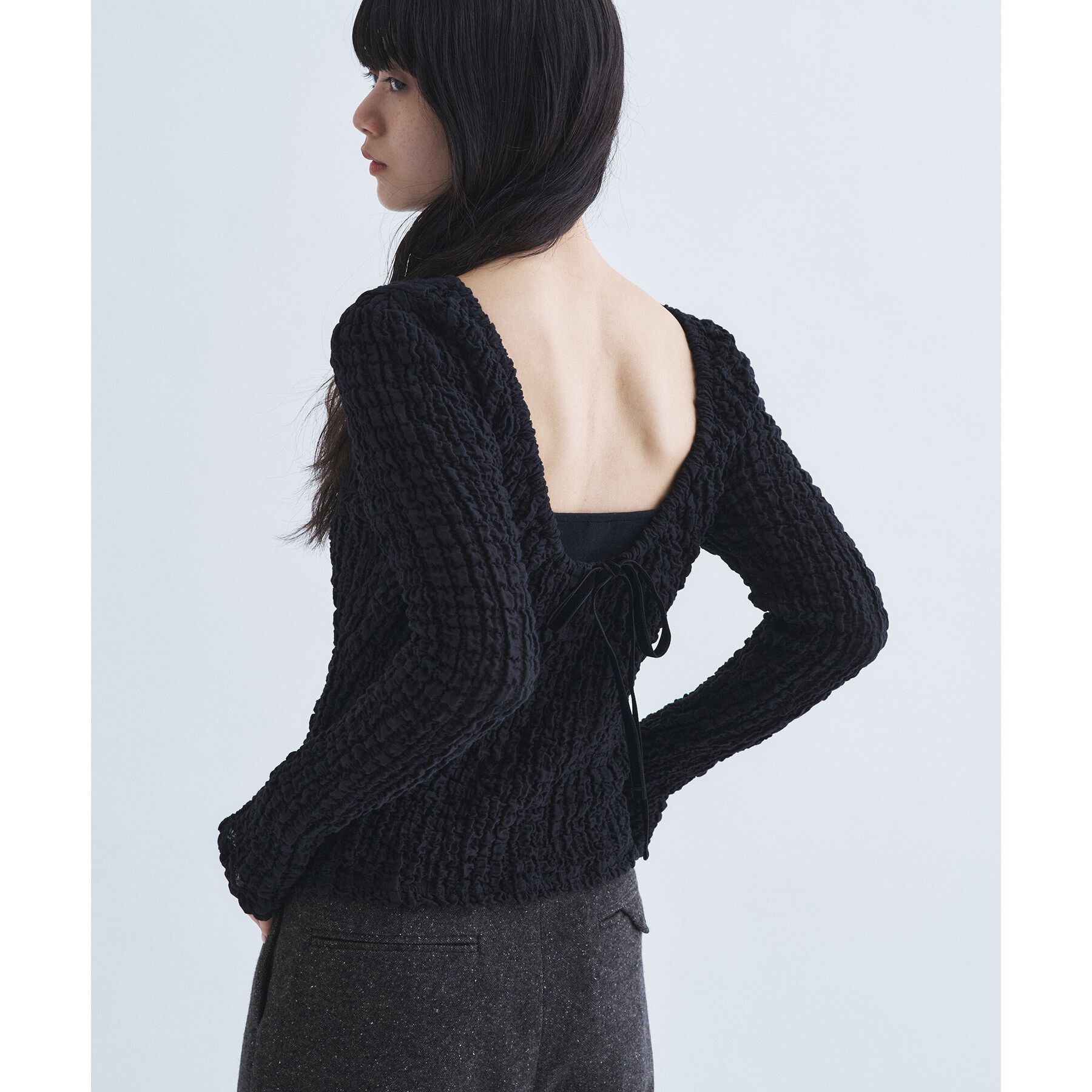 CODE A「crinkle ribbon 2way top」|Tシャツ・カットソー|