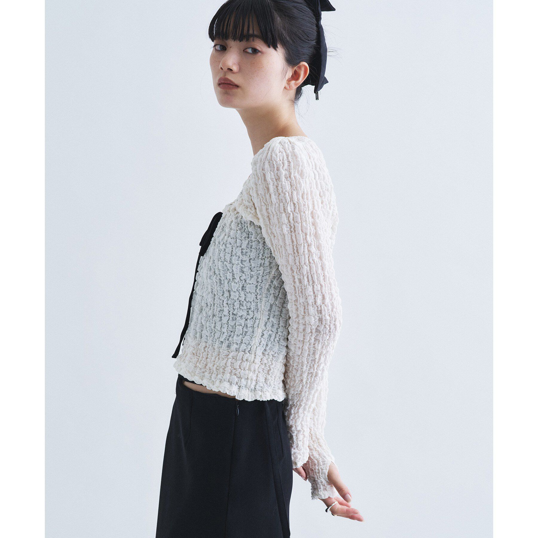 CODE A「crinkle ribbon 2way top」|Tシャツ・カットソー|
