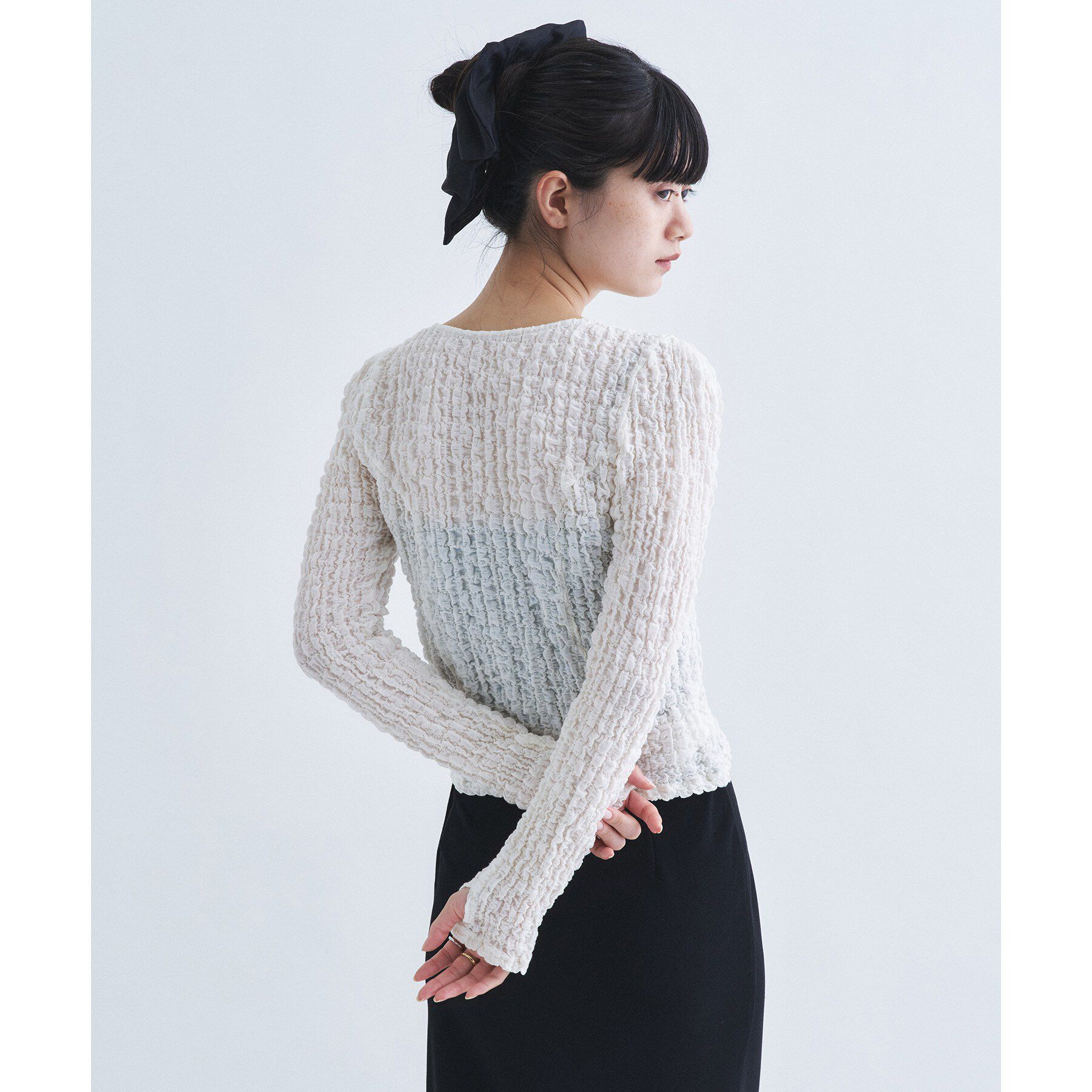 CODE A「crinkle ribbon 2way top」|Tシャツ・カットソー|