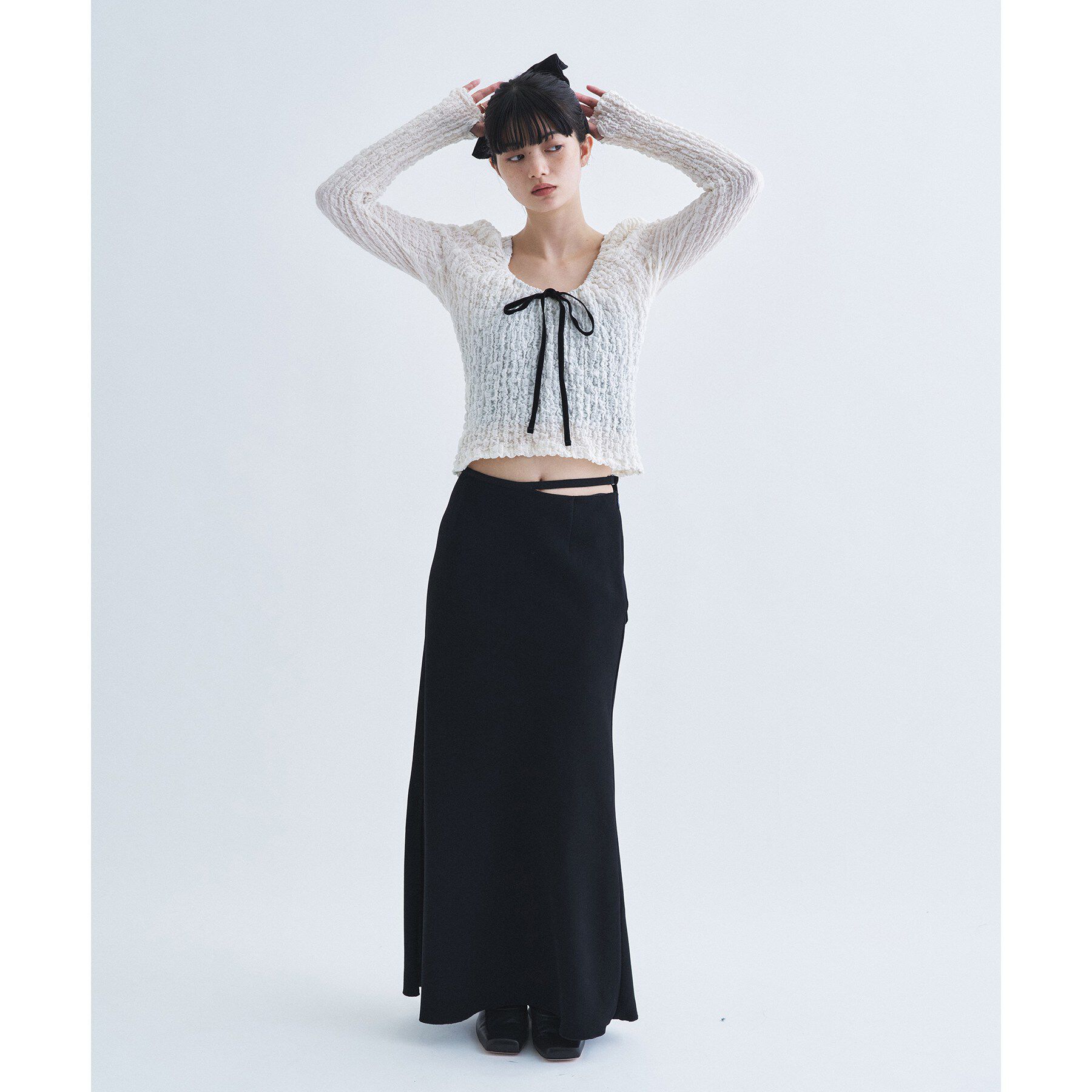 CODE A「crinkle ribbon 2way top」|Tシャツ・カットソー|