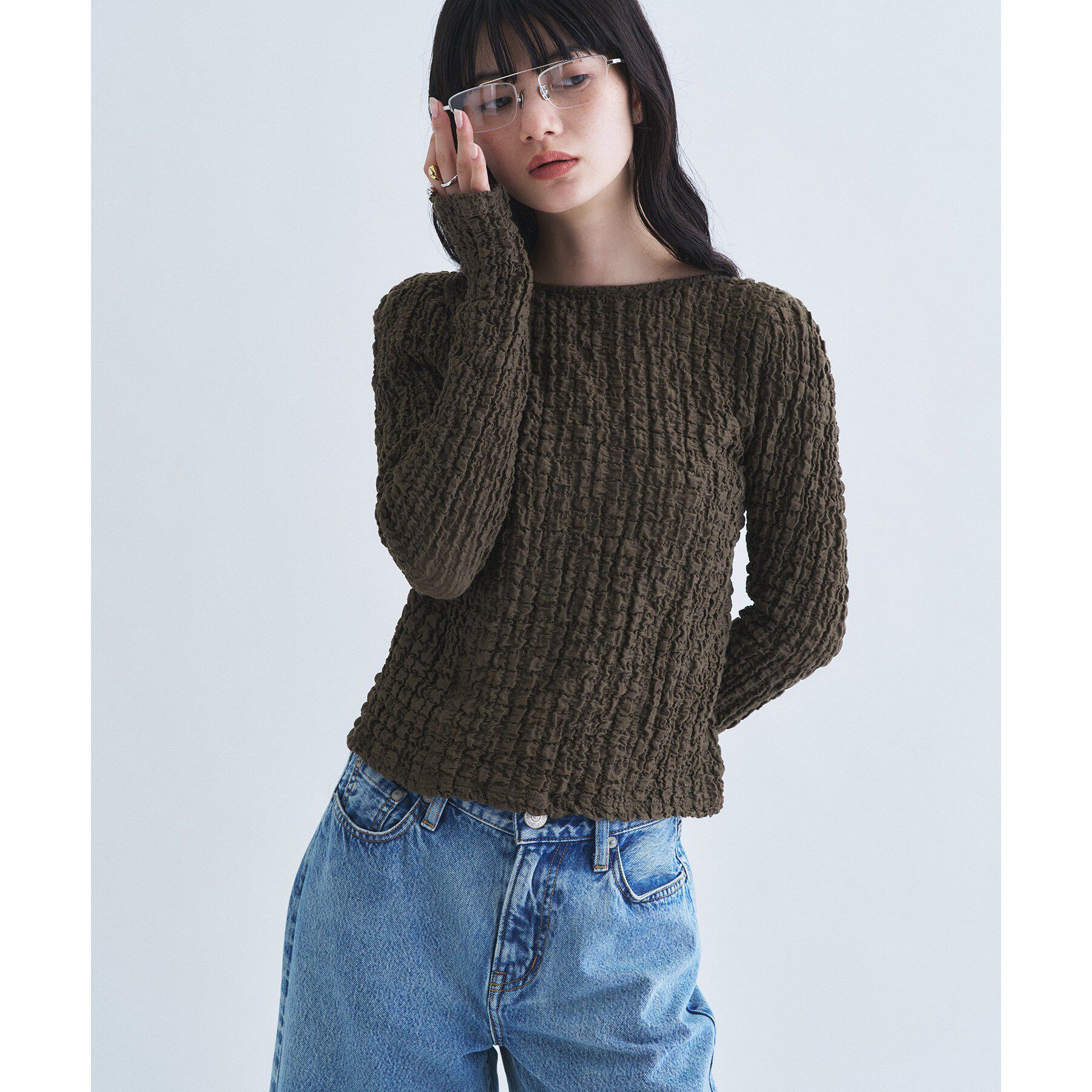 CODE A「crinkle ribbon 2way top」|Tシャツ・カットソー|