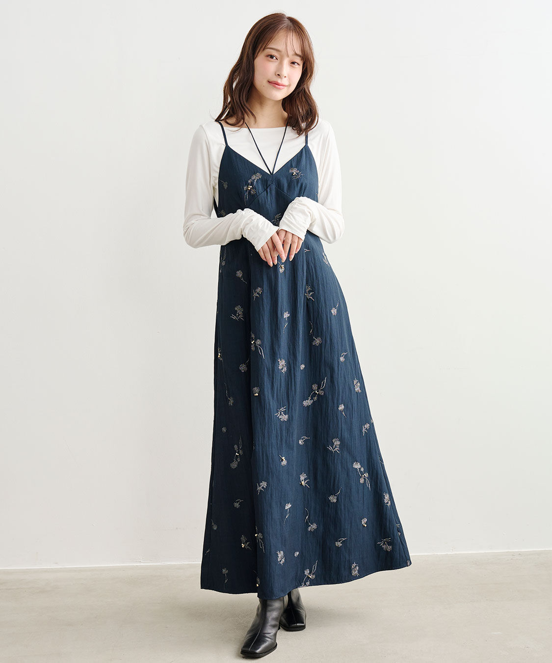 COCO DEAL「フラワー刺繍キャミワンピース」|ワンピース|