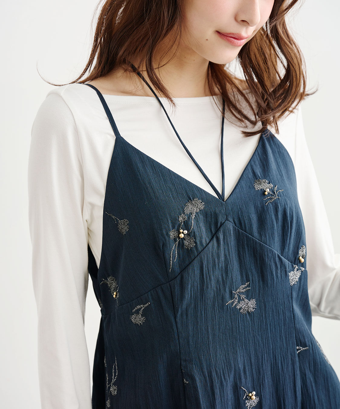 COCO DEAL「フラワー刺繍キャミワンピース」|ワンピース|