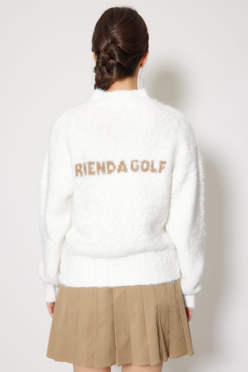 rienda「フェイクレザーロゴシャギーニットトップス」|ニット・セーター|