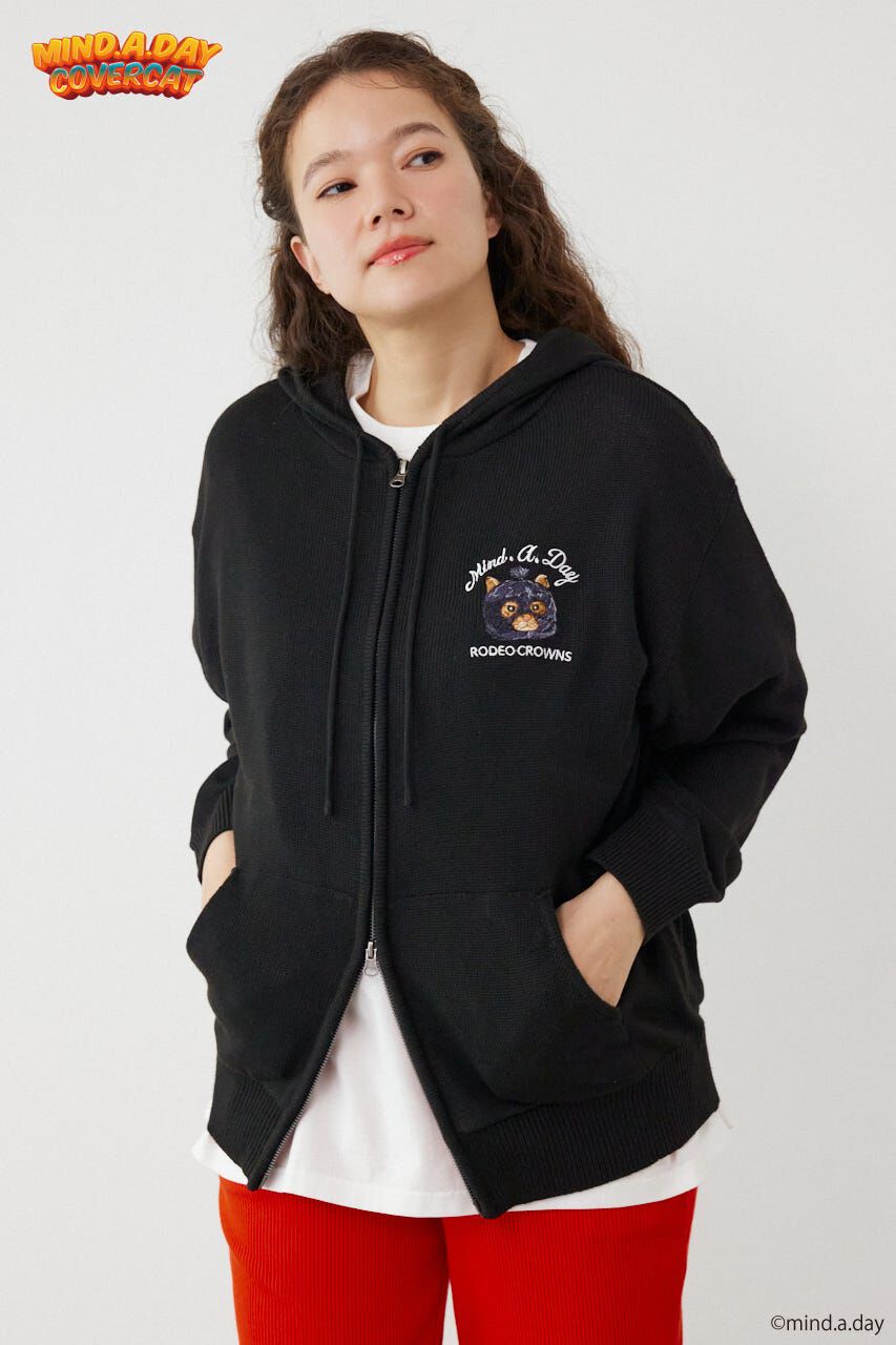 RODEO CROWNS「(MIND.A.DAY)ワンポイントニットフーディー」|パーカー|BLK