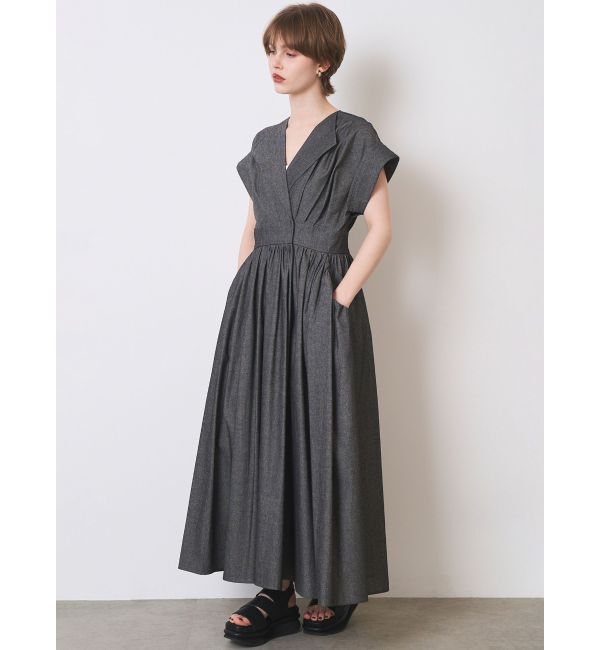 ELENDEEK「OPEN COLLAR SHIRT OP」|ワンピース|チャコールグレー