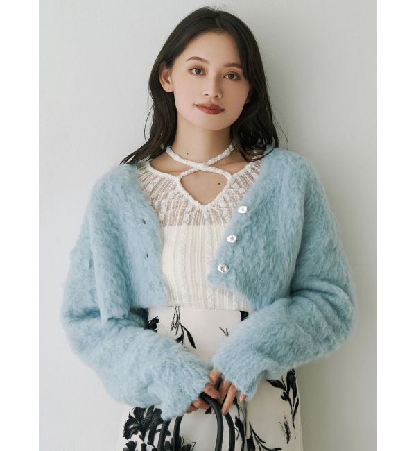 MERCURYDUO「【WEB限定カラーあり】シャギークロップドカーディガン」|カーディガン|