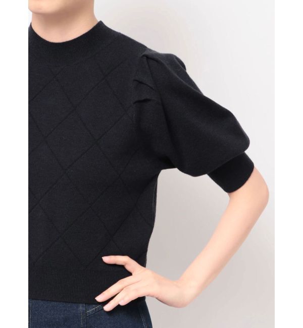 MERCURYDUO「ダイヤ柄パフスリーブニット」|ニット・セーター|